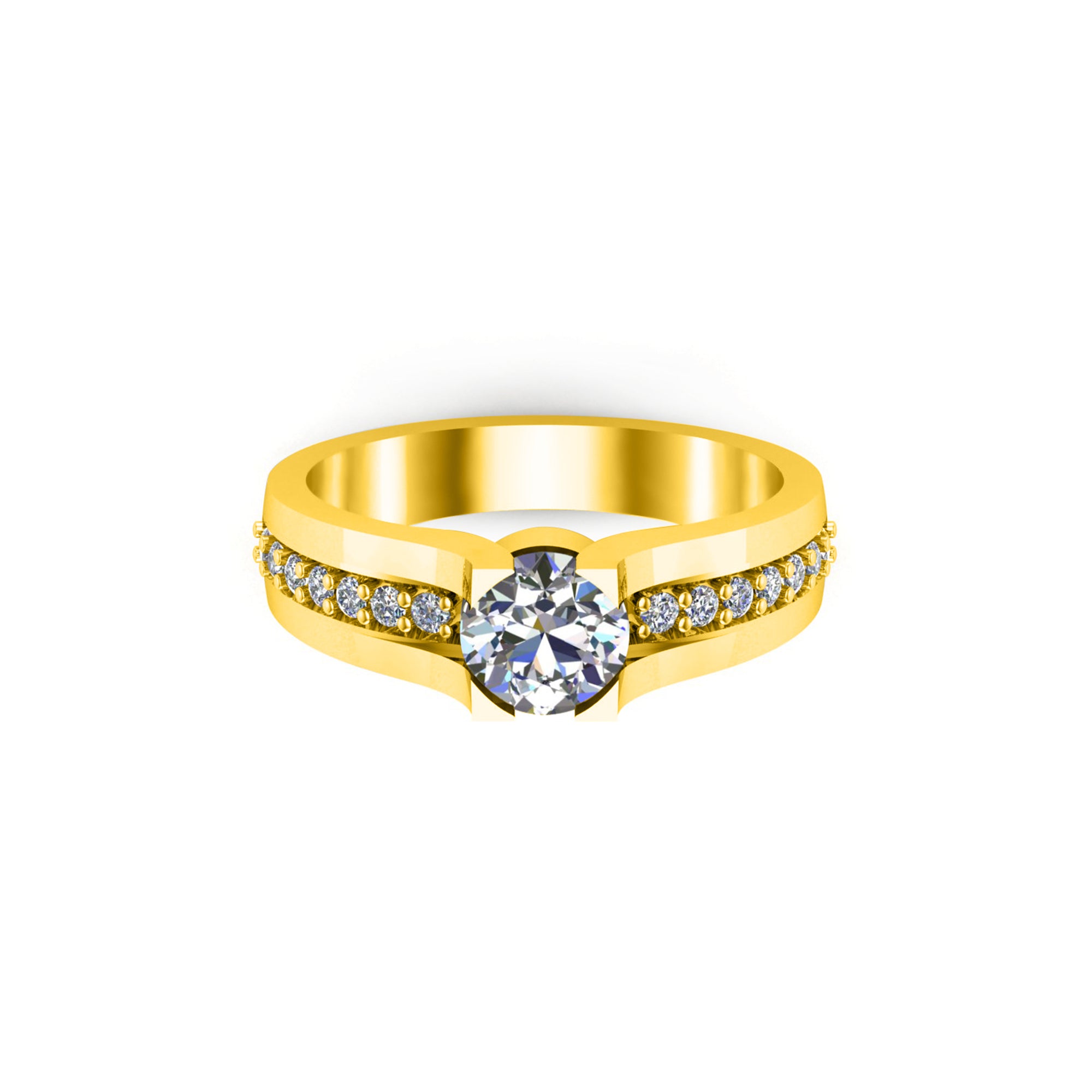 Solitario RKC Moissanite con accenti Micro Set Anello scopo Argento 92