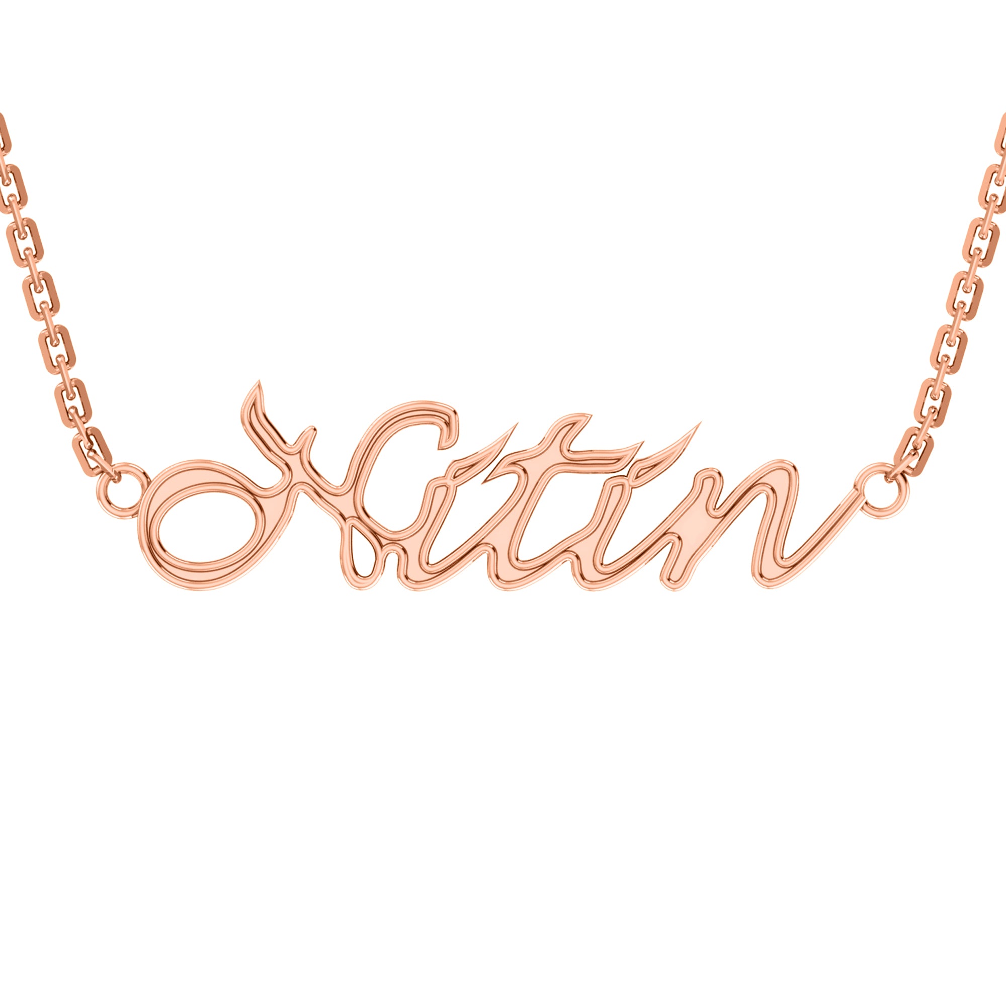 RKC Customised Name Pendant Necklace 925 Silver Jewelry 14K Rose Gold Plated Product Weight GM Height MM