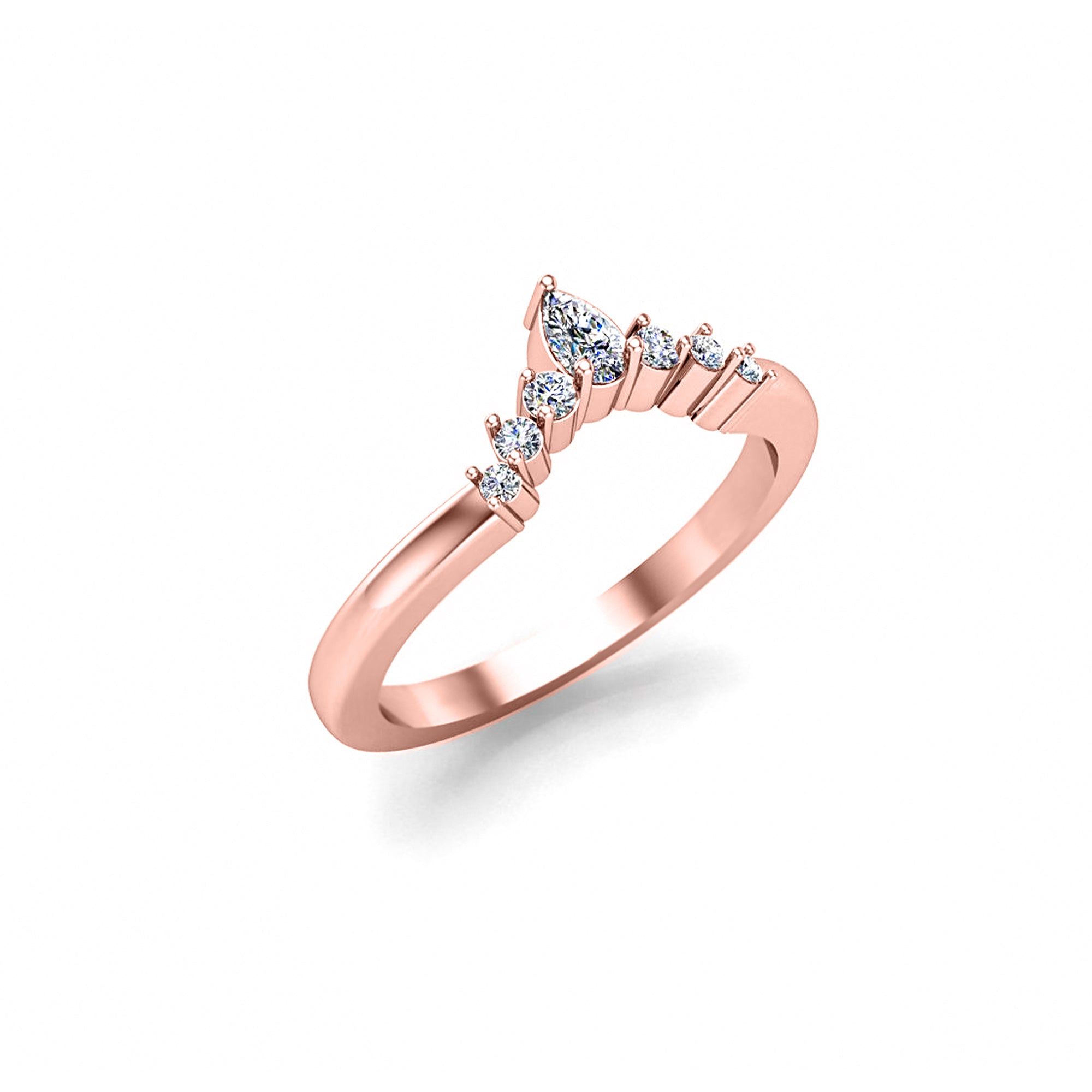 RKC Pear Cut Moissanite Curved Women Wedding Band Guard 925 Silver 14K