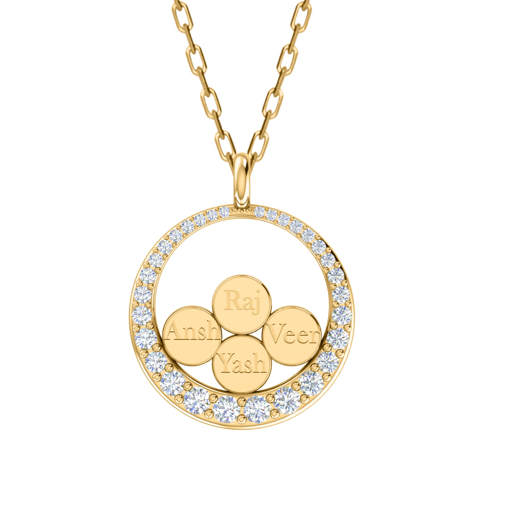 RKC Moissanite Name Pendant 925 Silver Jewelry 14K Yellow Gold Plated Wt Height