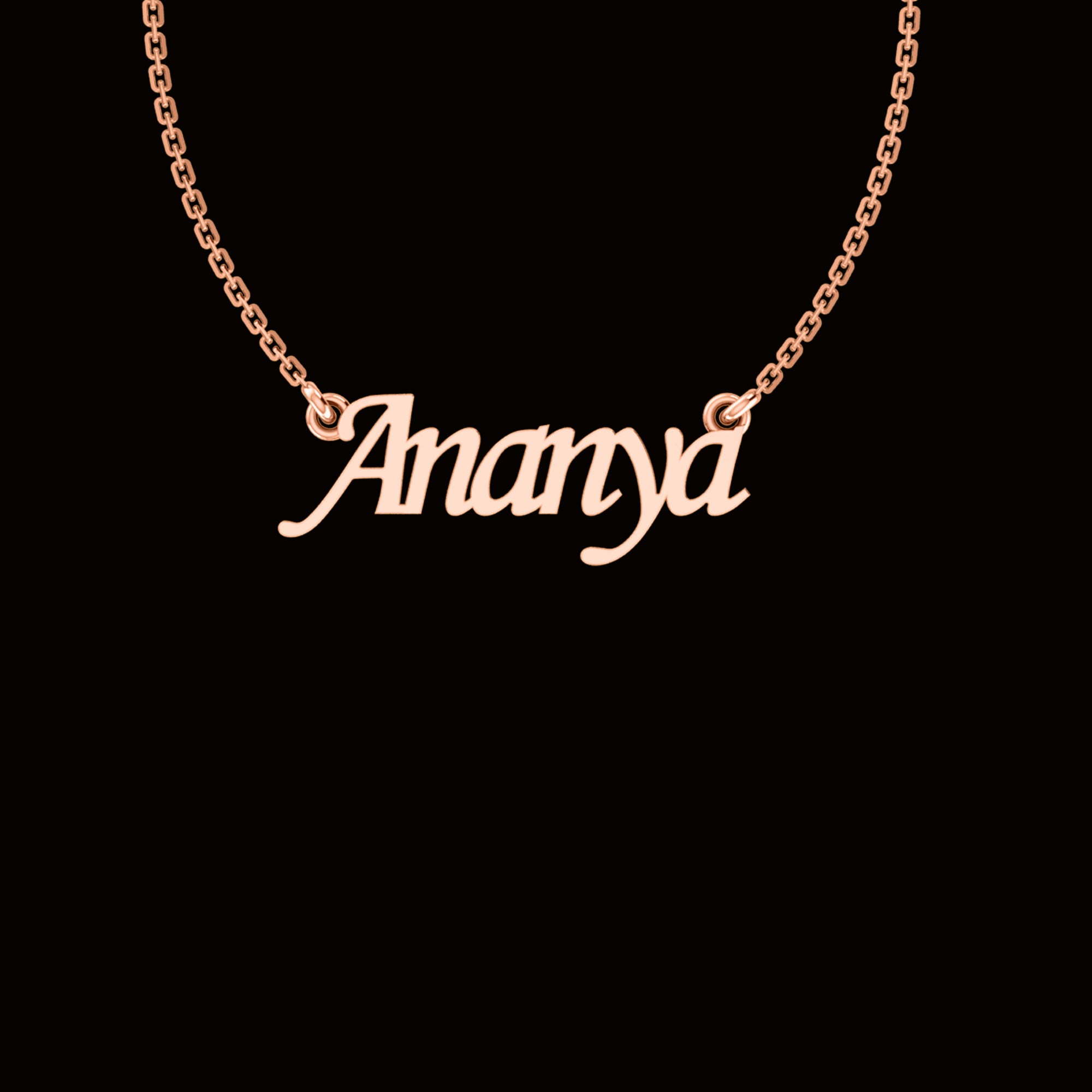 Heart Ananya Name Locket Ananya Name Necklace Golden Ananya