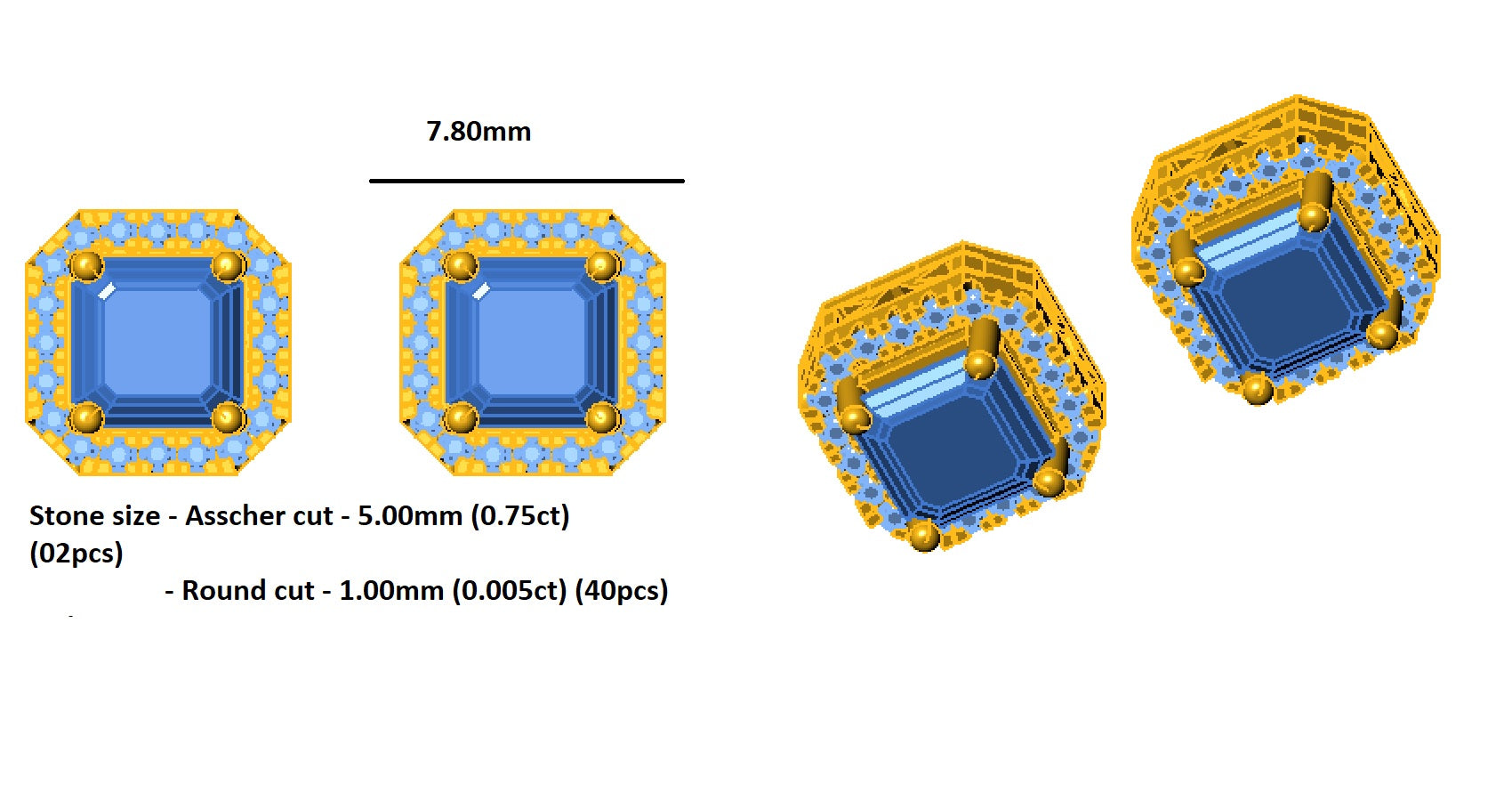 Жаночыя завушніцы прынцэсы з стерлингового срэбра RKC 925 пробы, 14-каратная ружа, вага 2,80 GM, вышыня 5,20 мм