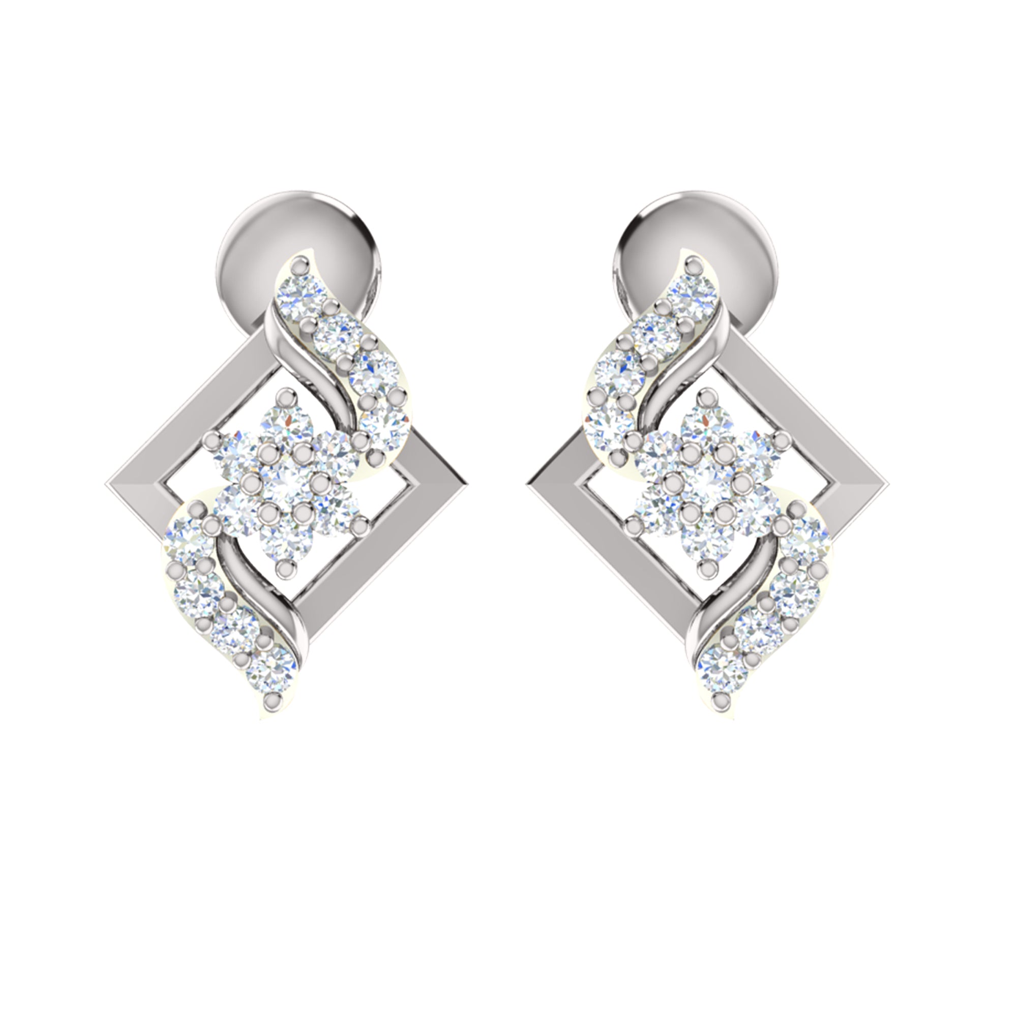 RKC 925 فضة ذهبية إجمالية 0.58 قيراط قلادة مويسانيتي بوزن 3.20 جرام ومجموعة حلق بوزن 2.20 جرام مطلية بالذهب الوردي عيار 14 قيراط