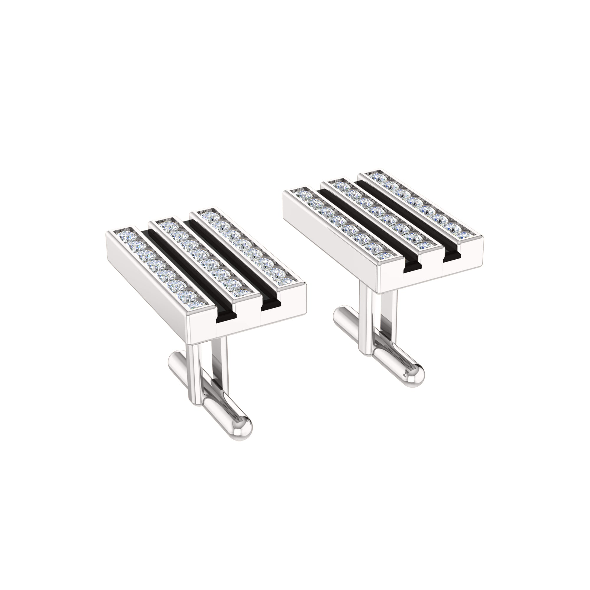 RKC 모이사나이트 925 스털링 실버 커프링크스 & 브로치 14K 로즈 골드 도금 제품 중량 3.20gm