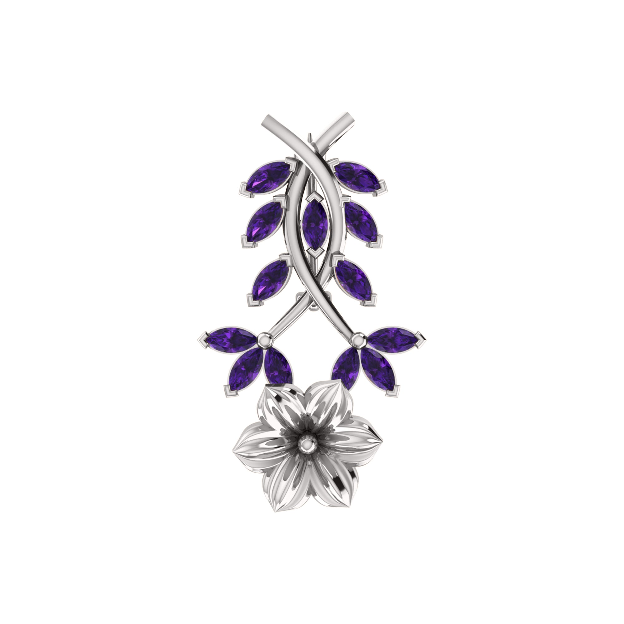 RKC Moissanite 925 Sterling Silve Brooch 14K Rose Gold Plated Product Wt 1.60 GM Height 22.00 MM