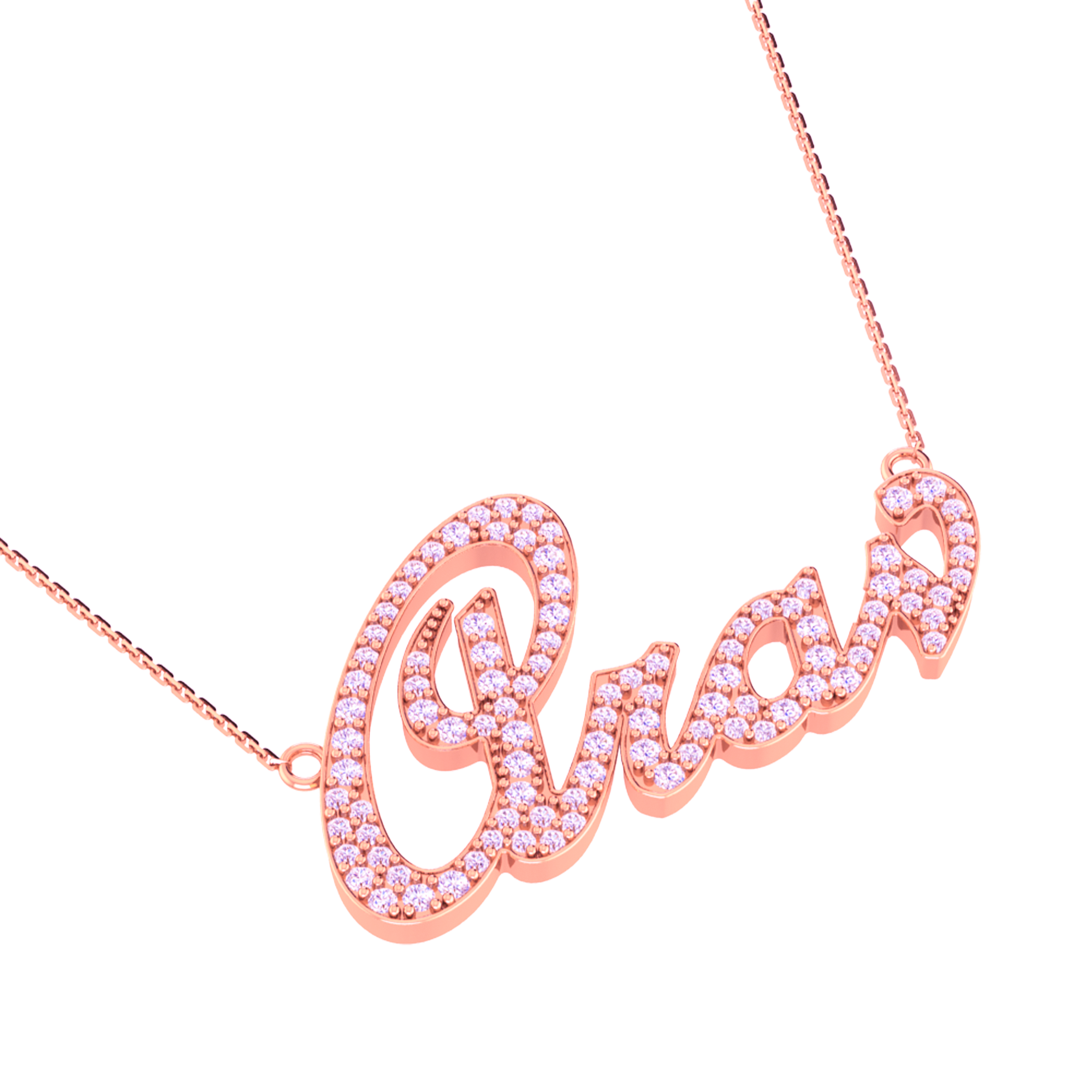 RKC Moissanite /Cubic Zirconia Initial Customize Name Pendant Necklace 14k Yellow Gold Plated