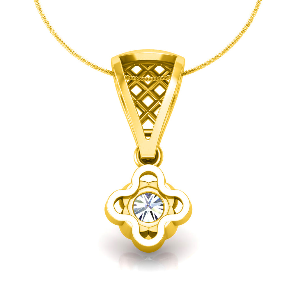RKC Handcrafted Sterling Silver Flower 0.25 Ct Round Moissanite Drop Pendant 14K Two Tone Gold Plated Wt 3.10 gm