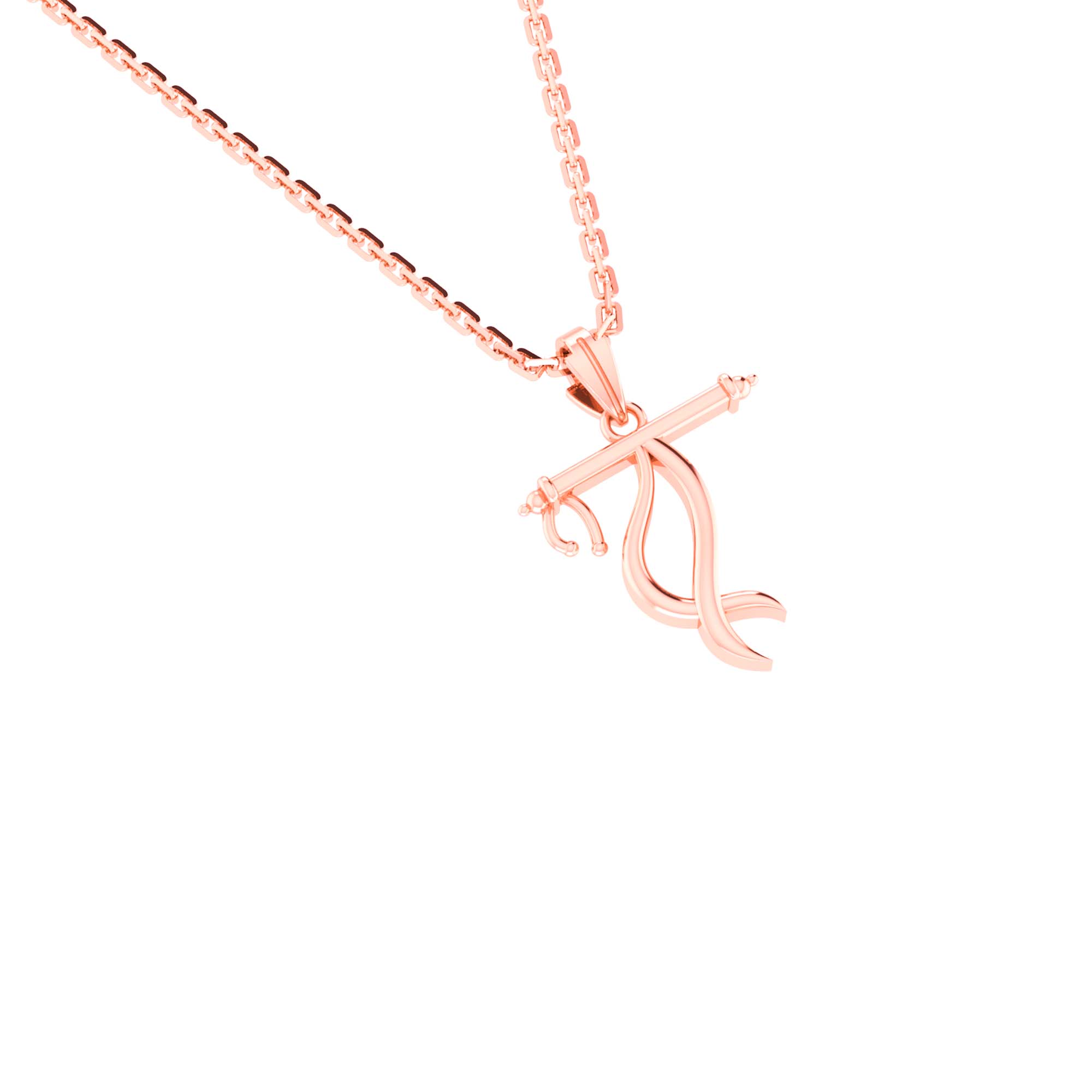 RKC Charming Pendant With Box Chain 14k Yellow/ White/ Rose Gold Plated