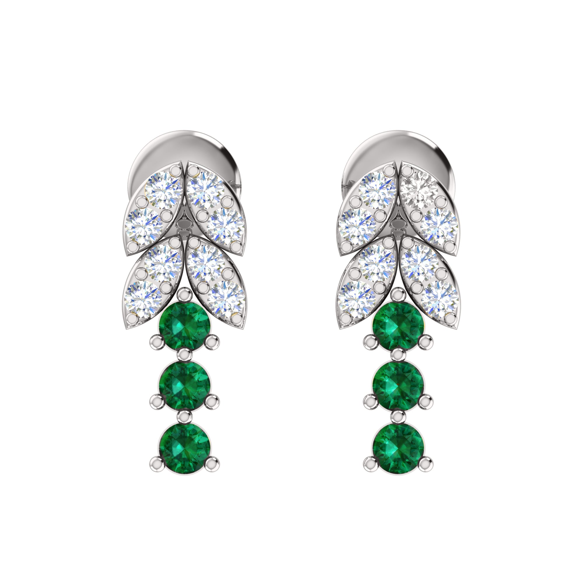 RKC 925 Sterling Silver Drop Dangle Push Back Women Earring 14k White Gold Over Wt 1.20gm Height 9.00mm