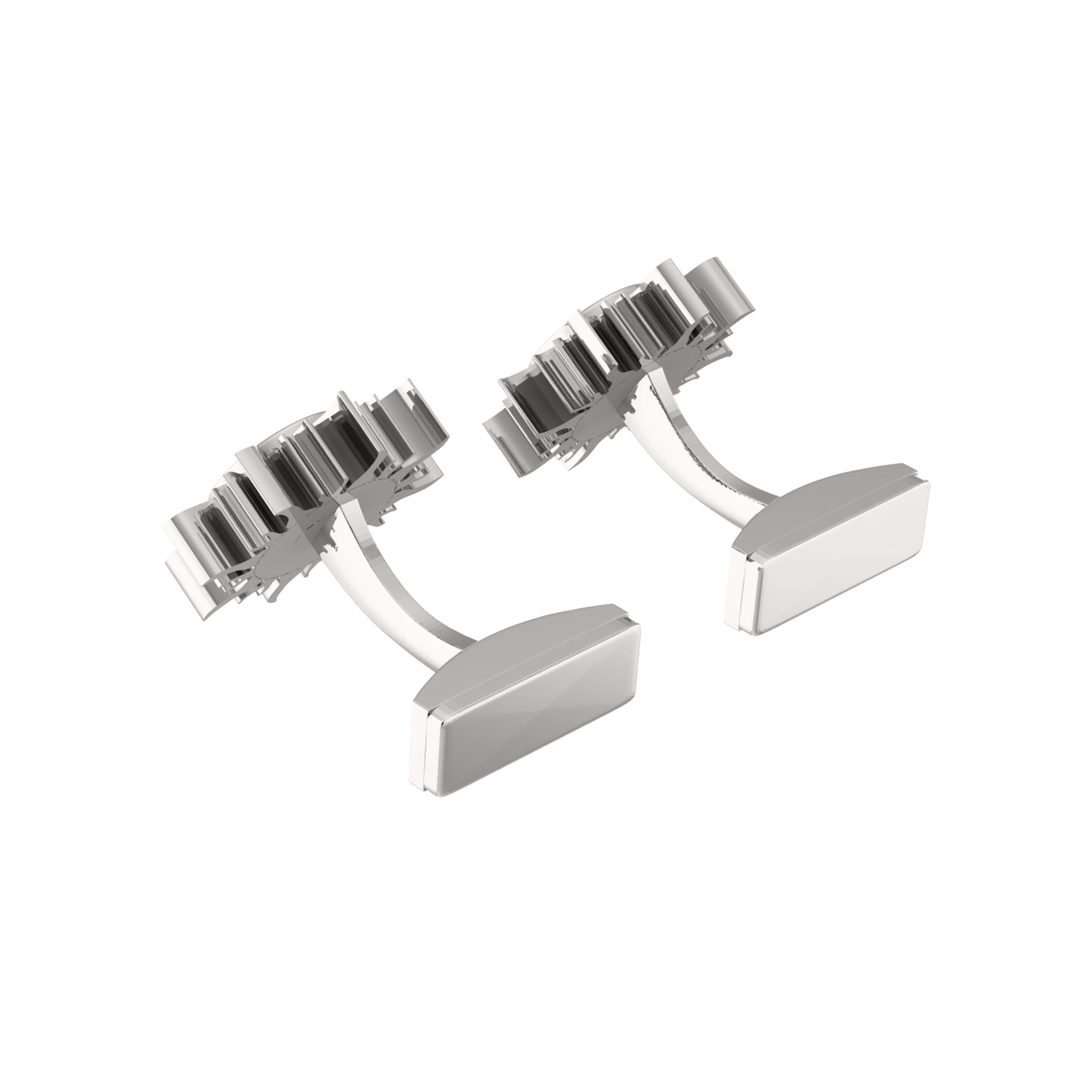 RKC Moissanite 925 Sterling Silver Cufflinks & Brooch 14K Yellow Gold Plated Product Wt 4.60 gm