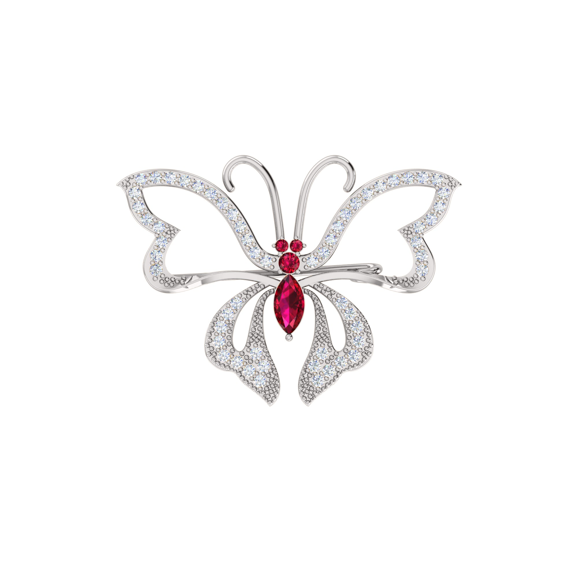 RKC 0,96Ct Moissanite 925 Ασημένια καρφίτσα πεταλούδα 14 καρατίων ροζ επιχρυσωμένο προϊόν Wt 4,00 γρ.