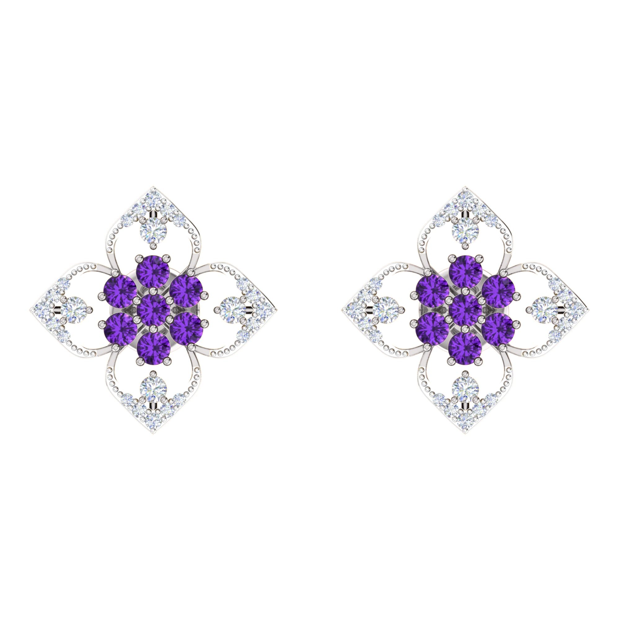 RKC 925 Sterling Silver Daily Wear Girl's Floral Stud Women Earring 14k Yellow Over Product Wt 2.80 GM Height 14.70 MM