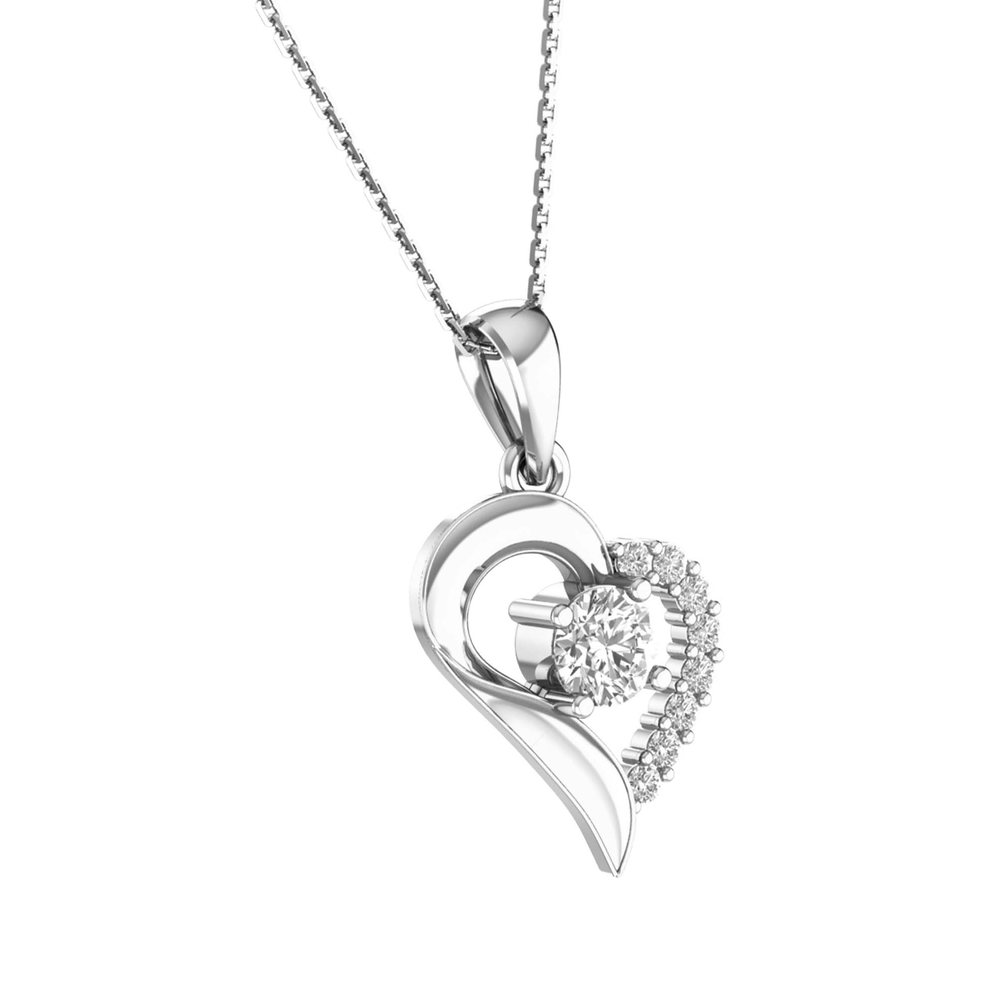 RKC Rose Gold Moissanite Heart Pendant With Link Chain Gift For Girls 925 Silver Weight 5.50 gm