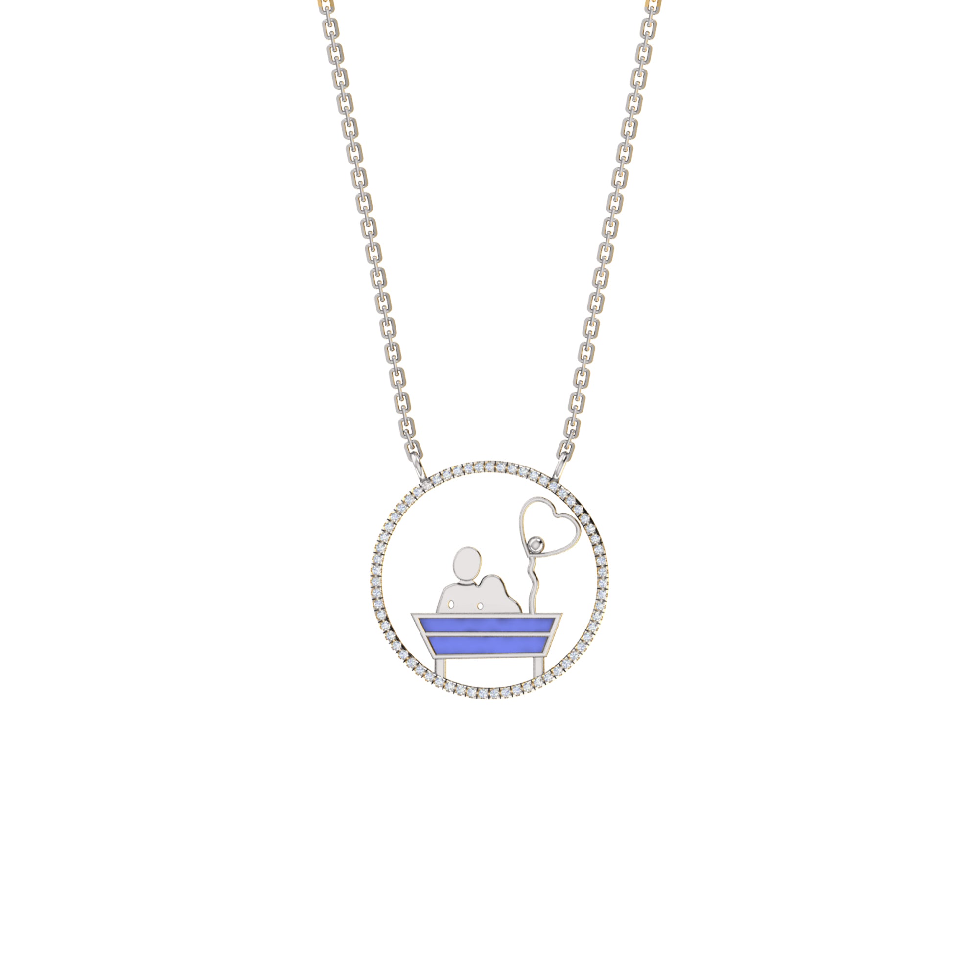 RKC 0.16Ct 모이사나이트 에나멜 펜던트 925 실버 주얼리 14K 로즈 골드 도금 제품 무게 3.80gm 높이 20.00mm