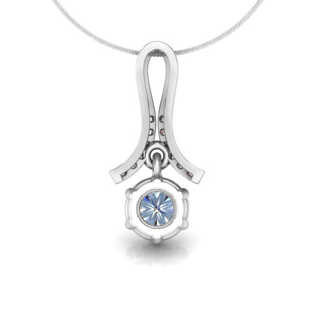 RKC 925 Sterling Silver Drop 0.30 CT Moissanite Pendant For Women 14K Rose Gold Plated  Wt 3.1 gm Height 16 mm