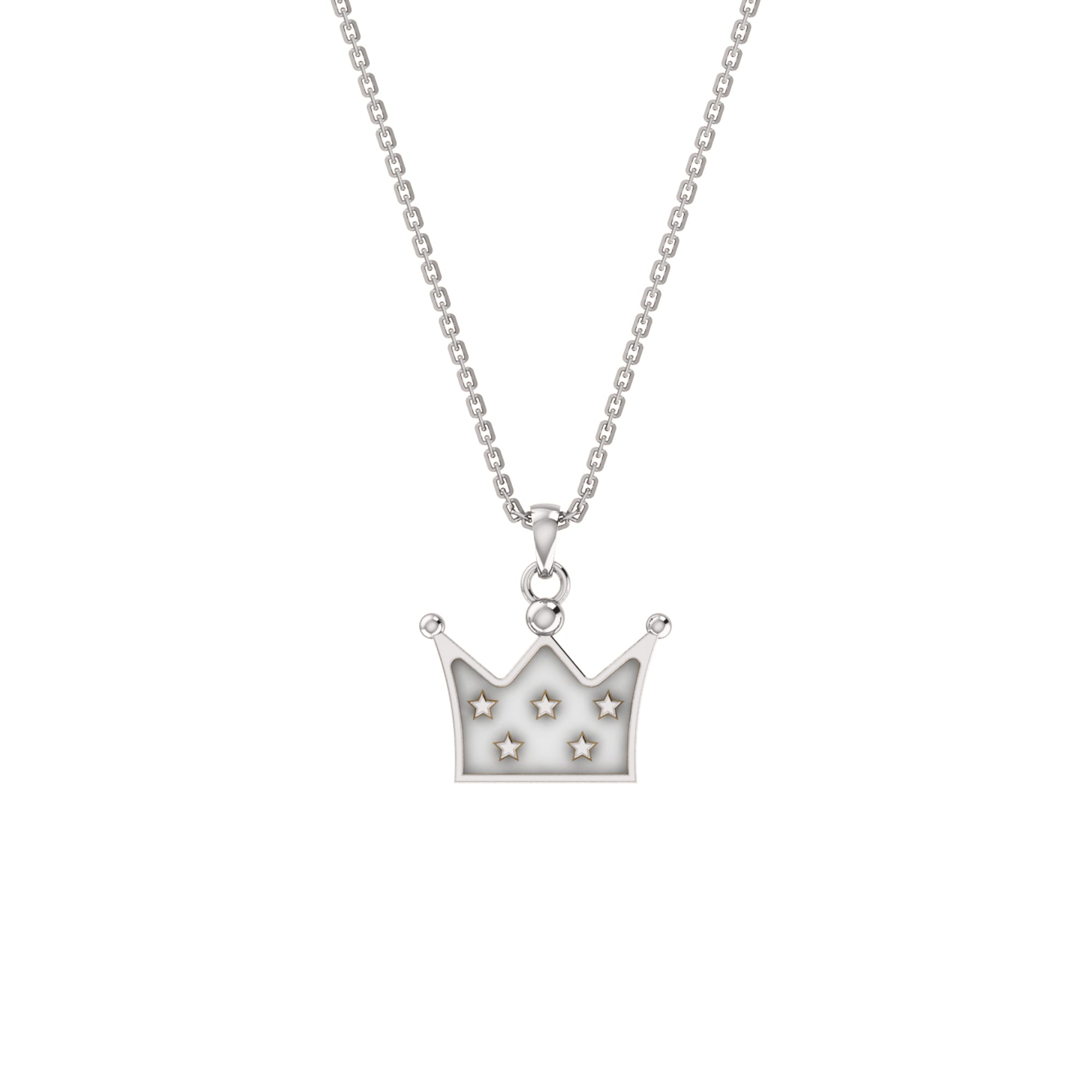RKC Enamel Crown Pendant 925 Silver 14K Rose Gold Plated Wt 3.80 GM Height 15.00 MM