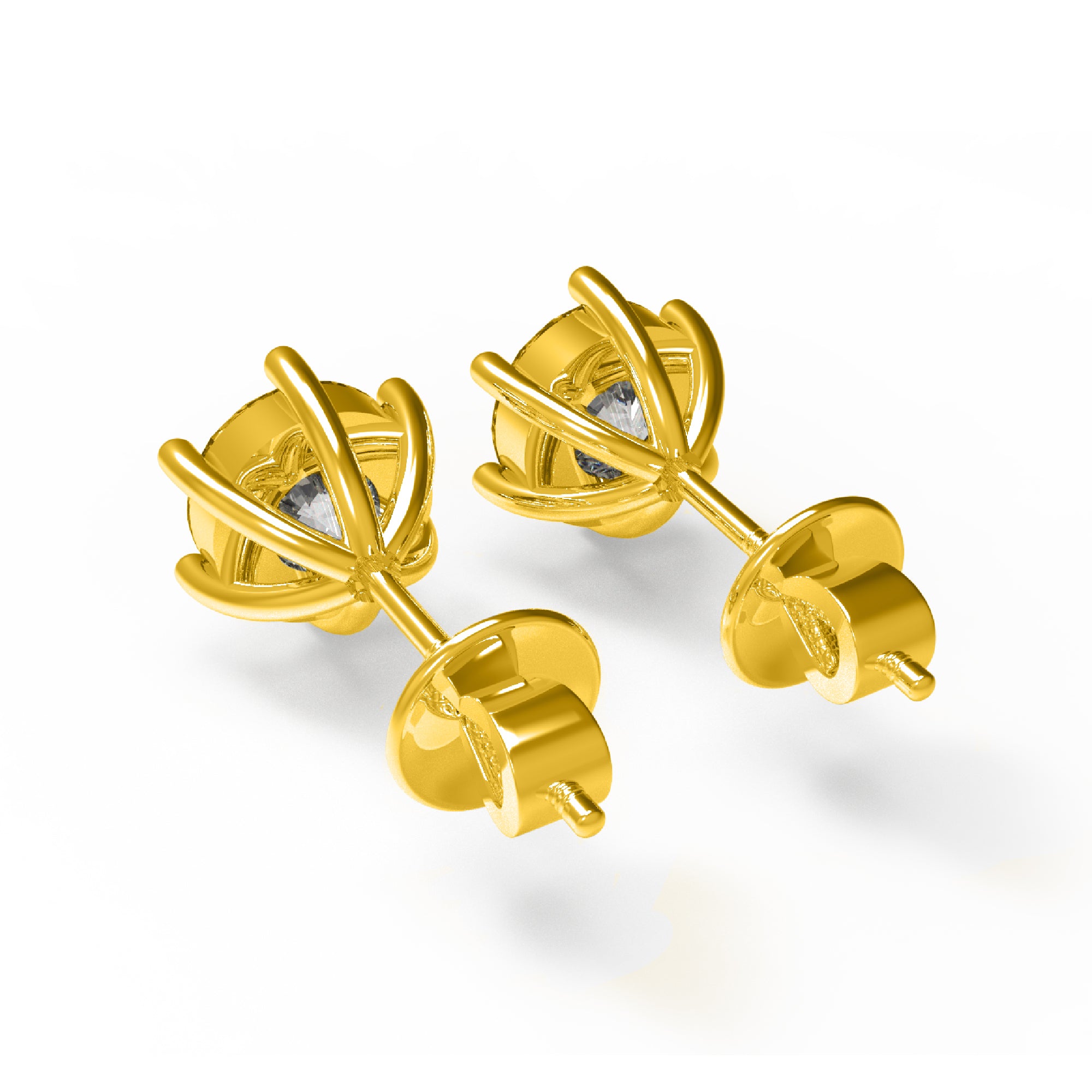 RKC 925 стерлингового срэбра з шасцю зубцамі Жаночыя завушніцы-гваздзікі з ружамі 14 карат, вага над прадуктам 1,20 GM, вышыня каменя 3,80 мм