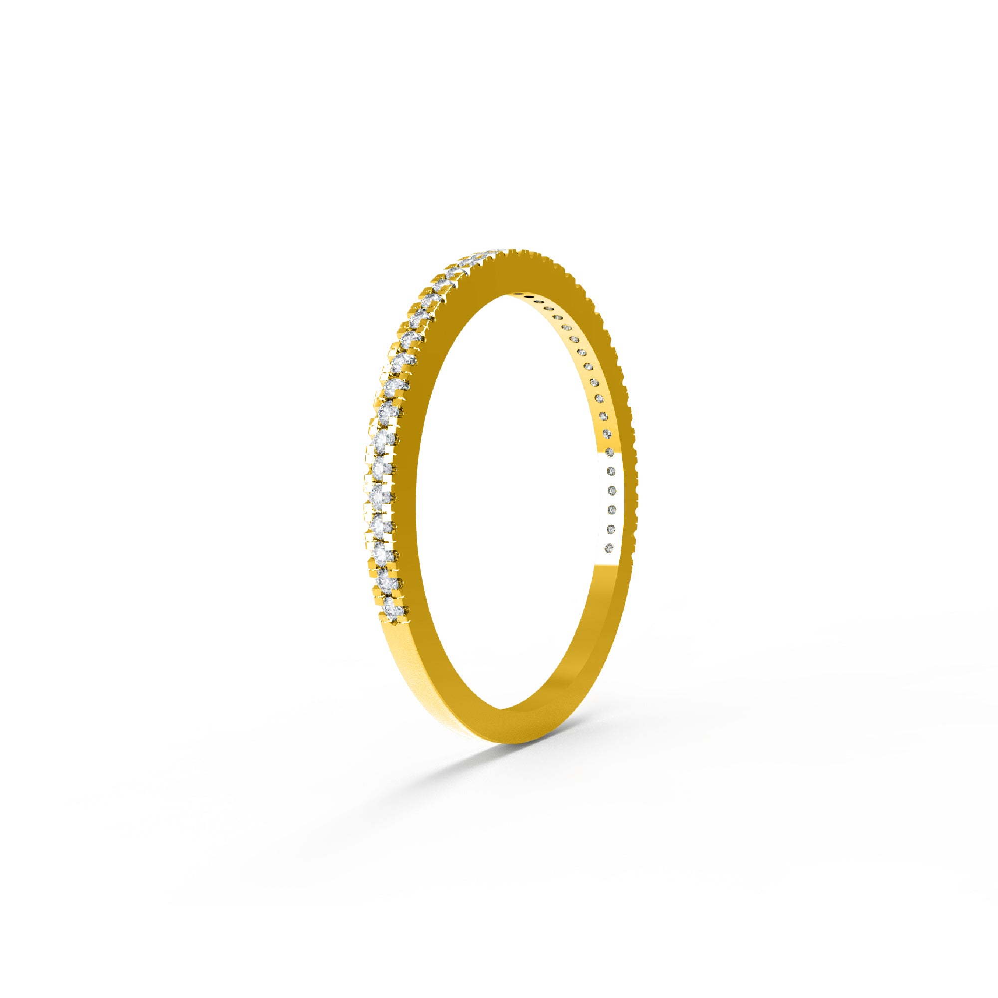 आरकेसी राउंड मोइसानाइट 925 स्टर्लिंग सिल्वर हाफ इटरनिटी स्टैकेबल बैंड रिंग महिलाओं के लिए 925 सिल्वर 14K रोज़ गोल्ड प्लेटेड वजन 1.10 ग्राम चौड़ाई 1.30 एमएम