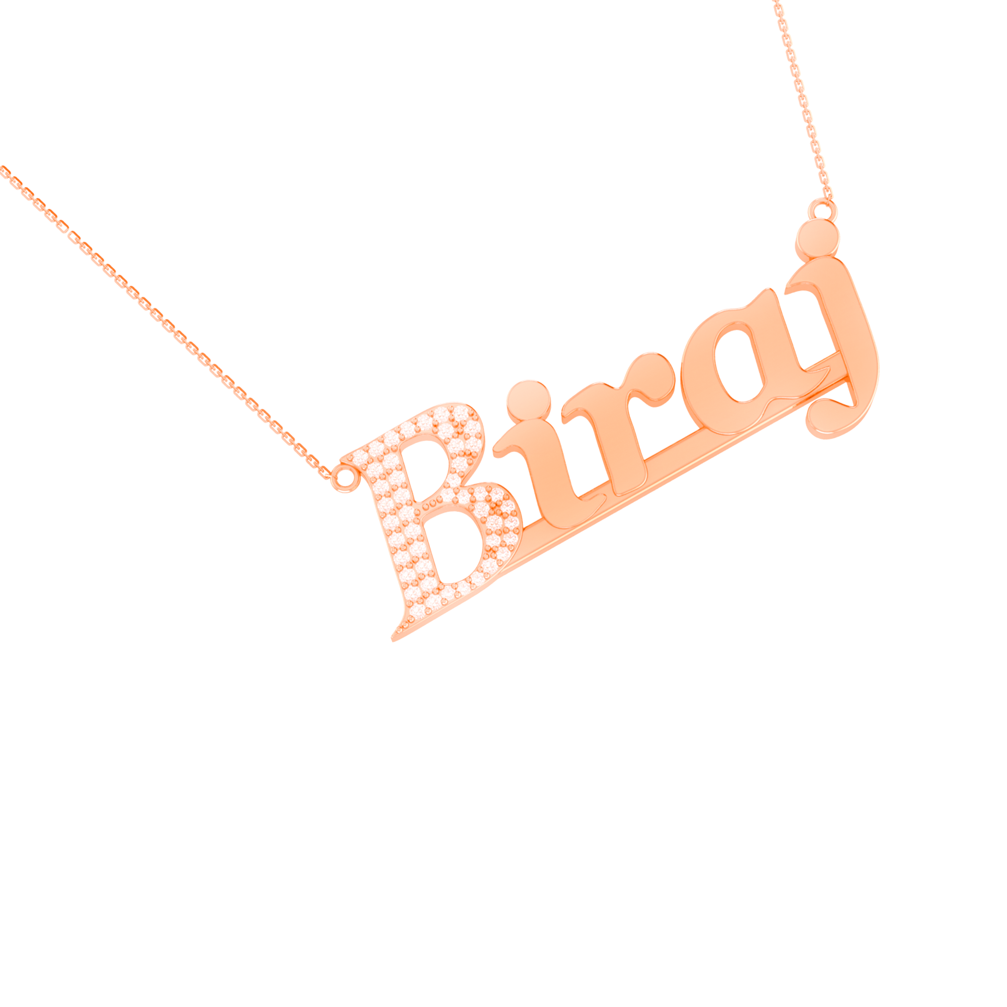 RKC Customize Initial Name Moissanite Pendant Necklace 14k Yellow Gold Plated Weight 4.2 gm