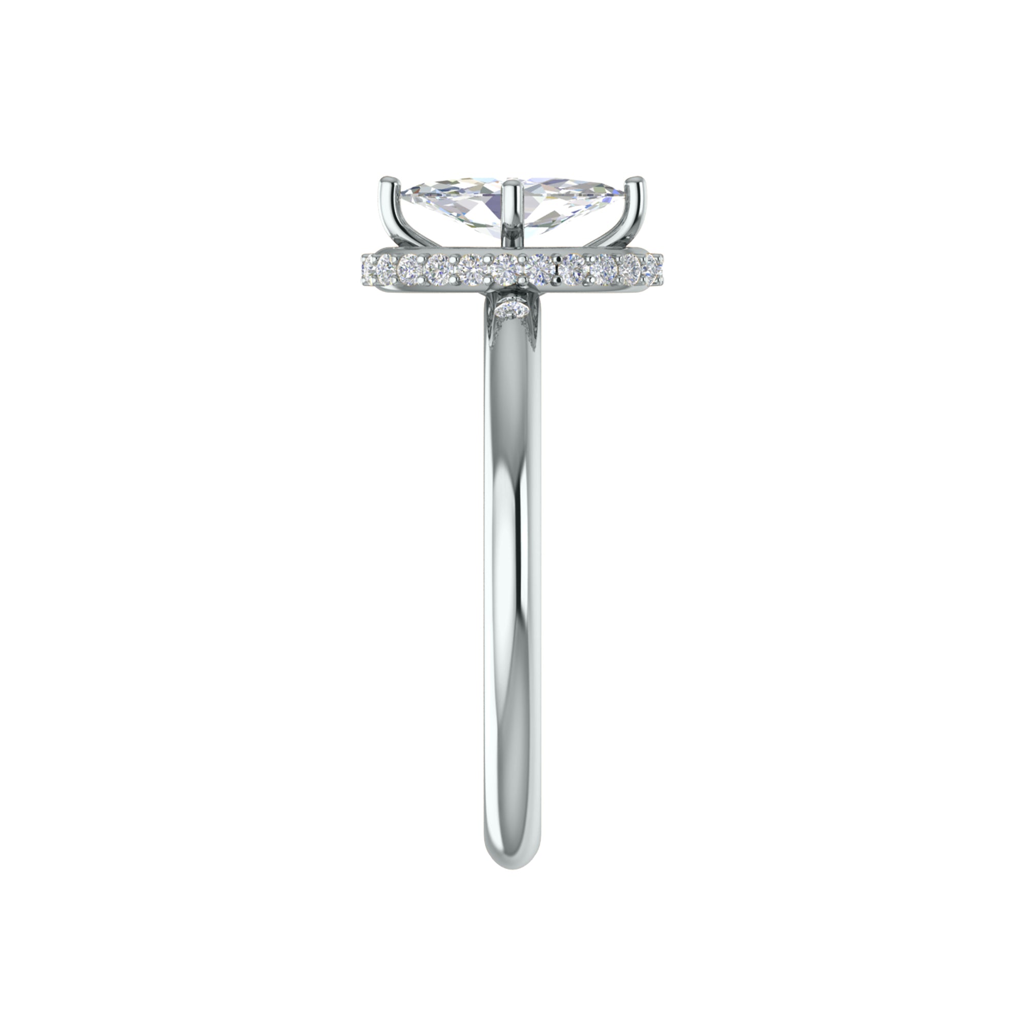 মহিলাদের Wt 2gm এর জন্য RKC Marquise Moissanite Halo এনগেজমেন্ট রিং 925 সিলভার ইয়েলো গোল্ড প্লেটেড