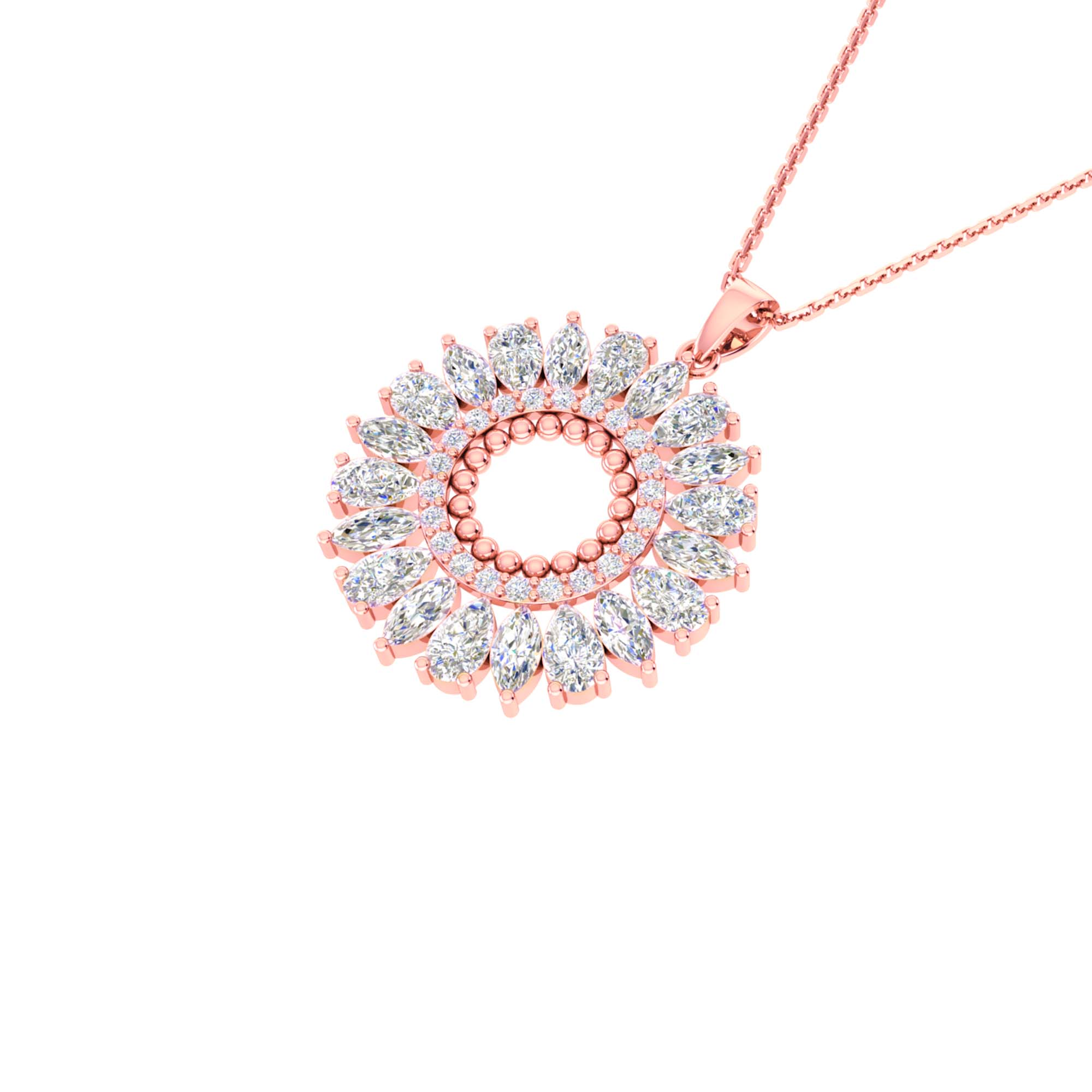 RKC 4.1 Ct Flower Shape Certified Moissanite Pendant Necklace 14k Yellow Gold Plated 925 Silver Weight 4.80 gm