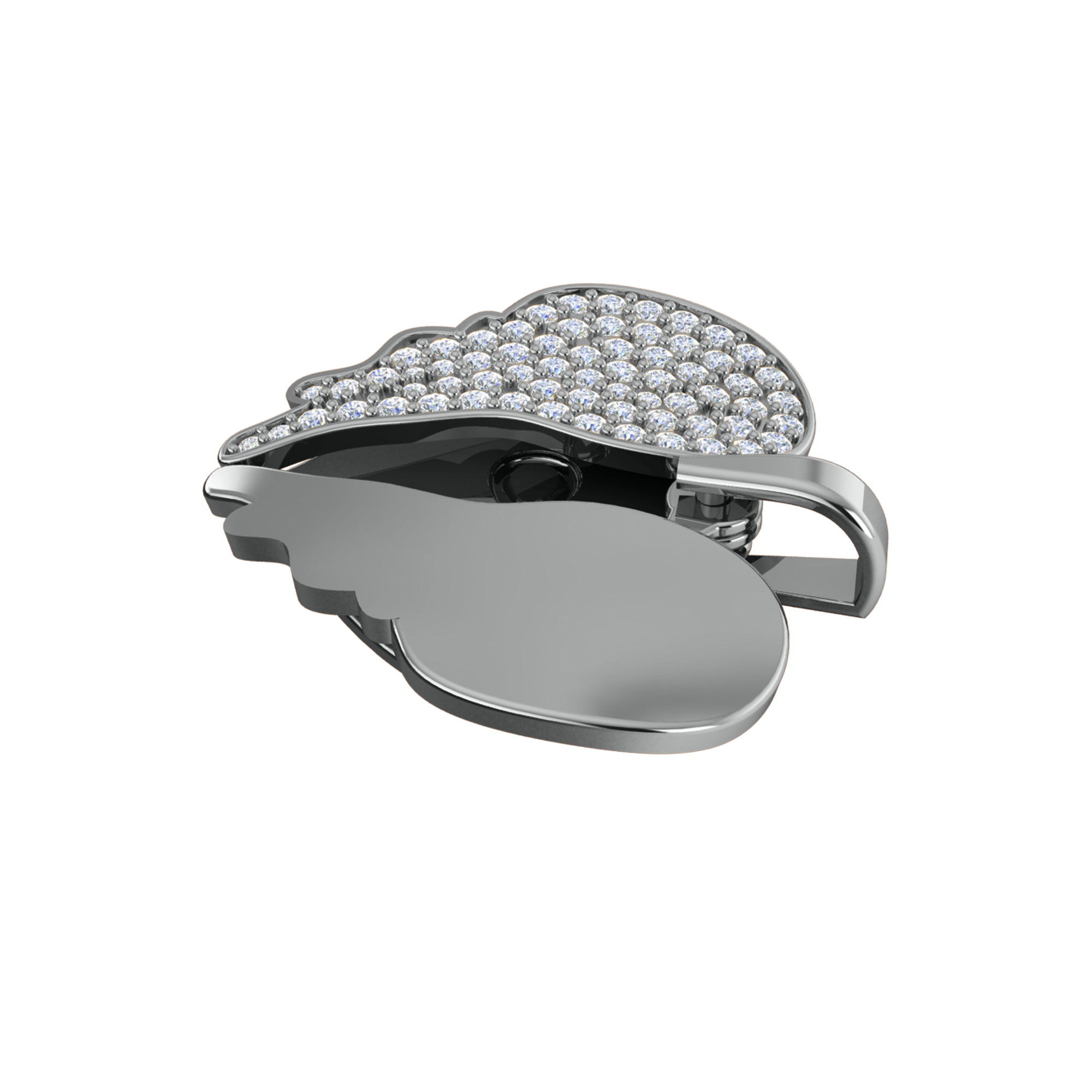 RKC 0.61Ct Moissanite Wing Heart Pendant 925 Silver Jewelry 14K Rose Gold Plated Wt 6gm Height 23.50mm