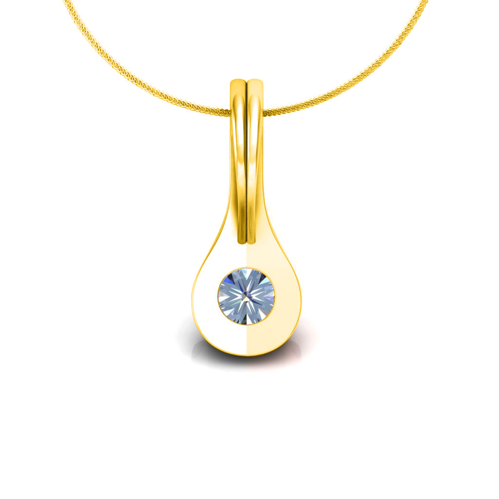 RKC Solitaire Mariage Argent Goutte 0,25 CT Moissanite Pendentif Plaqué Or Rose 14K Poids 3,00 g Hauteur 14,00 mm