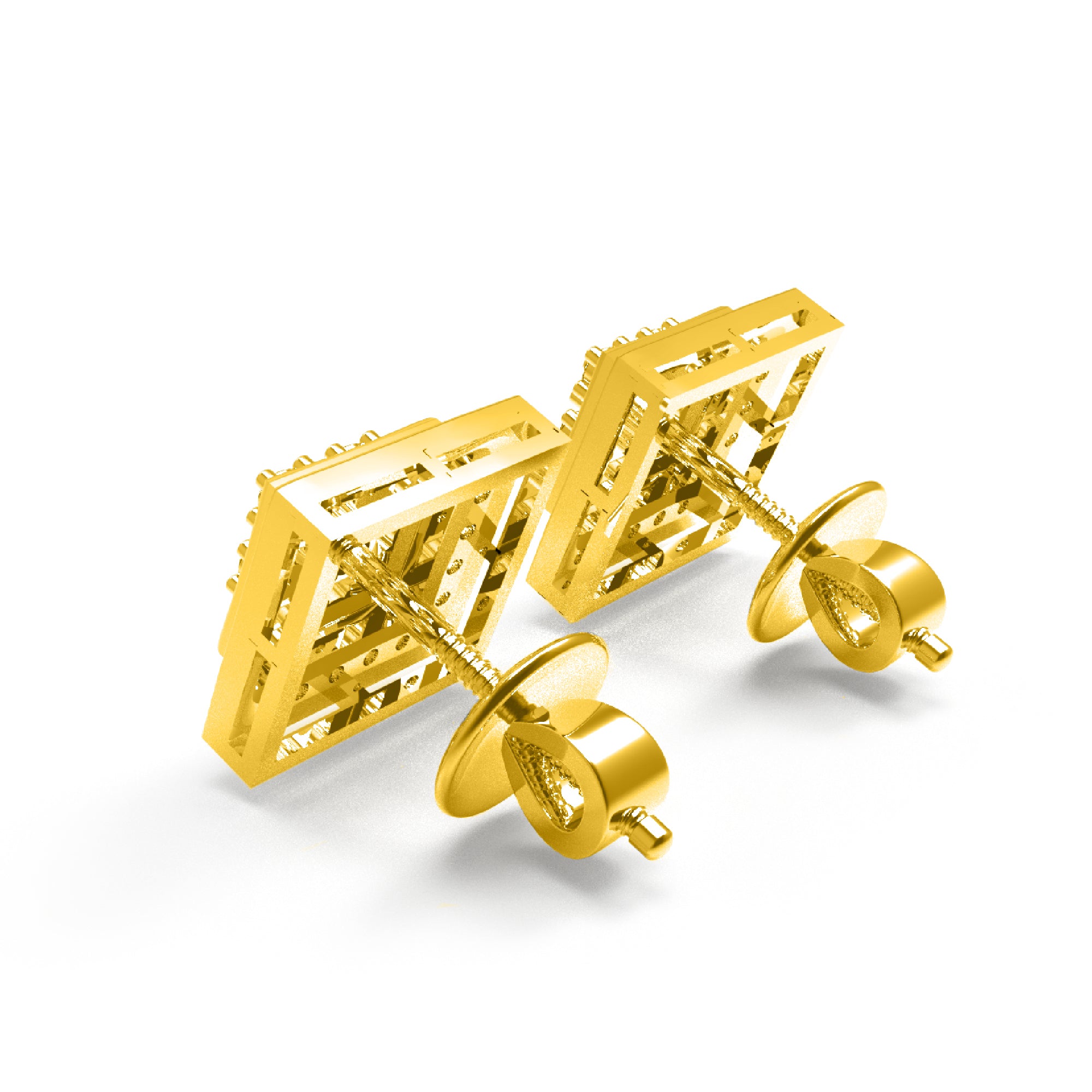 RKC 925 Sterling Silber Rundschliff kleiner quadratischer Ohrstecker, 14 Karat Rose über Produktgewicht 2,30 GM, Steinhöhe 9,00 mm