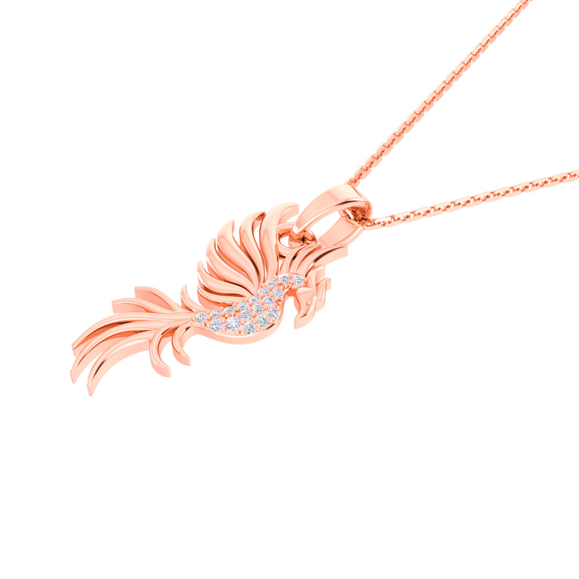 RKC Yellow Gold Plated Lovely Flying Animal Pendant With Link Chain