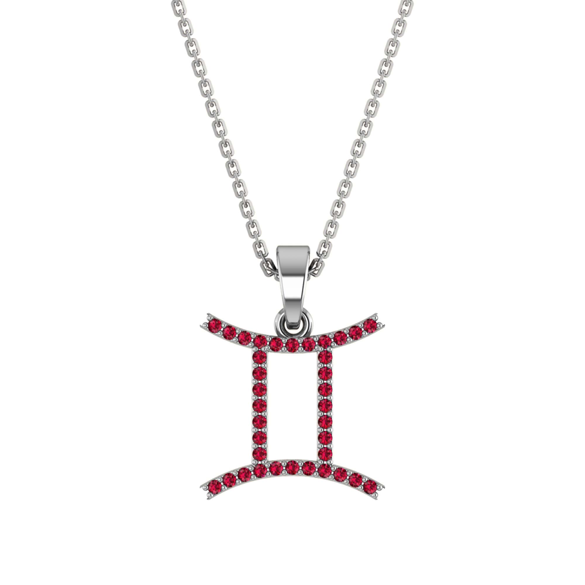 RKC Yellow Gold Plated Gemini Horoscope Cubic Zirconia Pendant Necklace