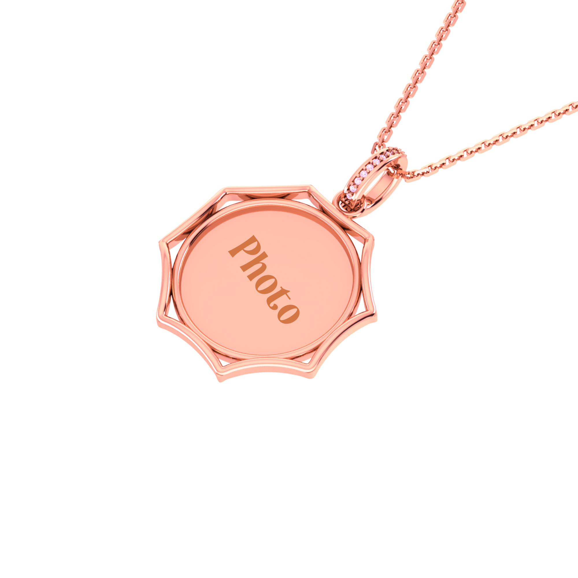 RKC 14k Yellow Gold Plated Round Cut Moissanite Photo Pendant Necklace With Chain 18 Inch