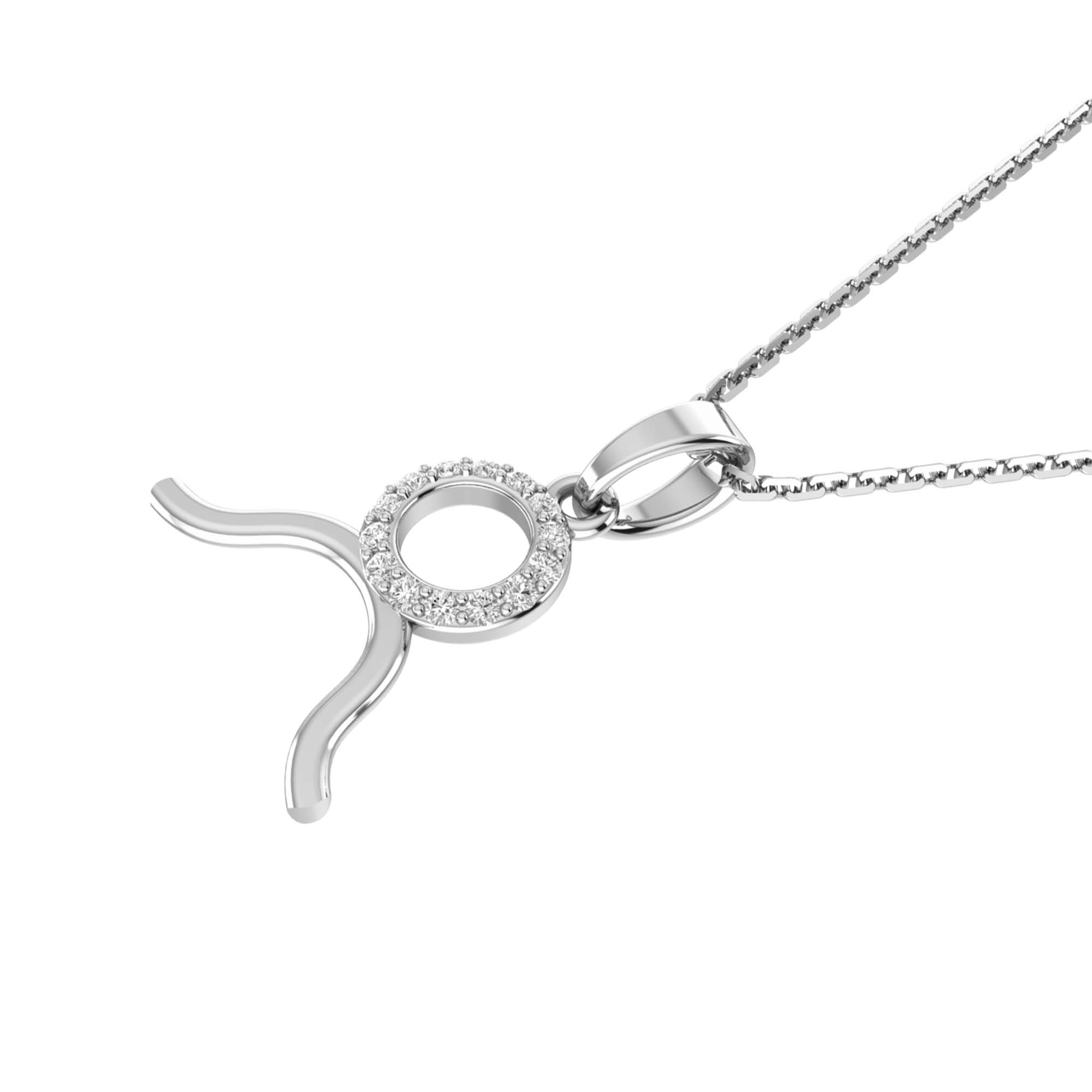 RKC Golden Cubic Zirconia With Chain Zodiac Pendant Necklace