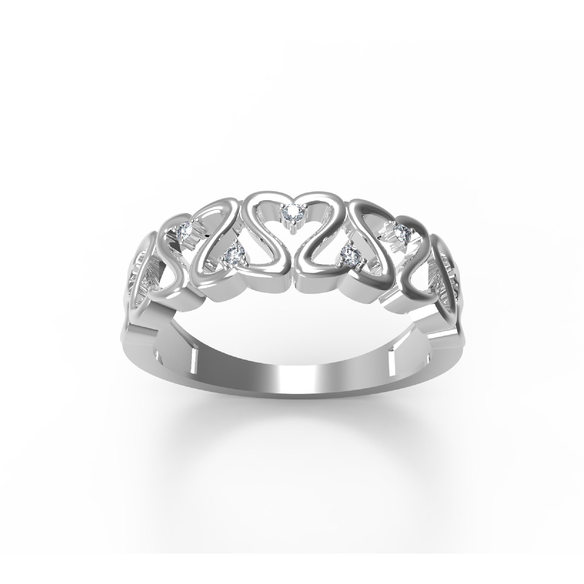 RKC Moissanite Heart Shape Birthday Gift Band Ring For Mother 925 Silver 14K Yellow Gold Plated Wt 4 gm Width 2.20 MM