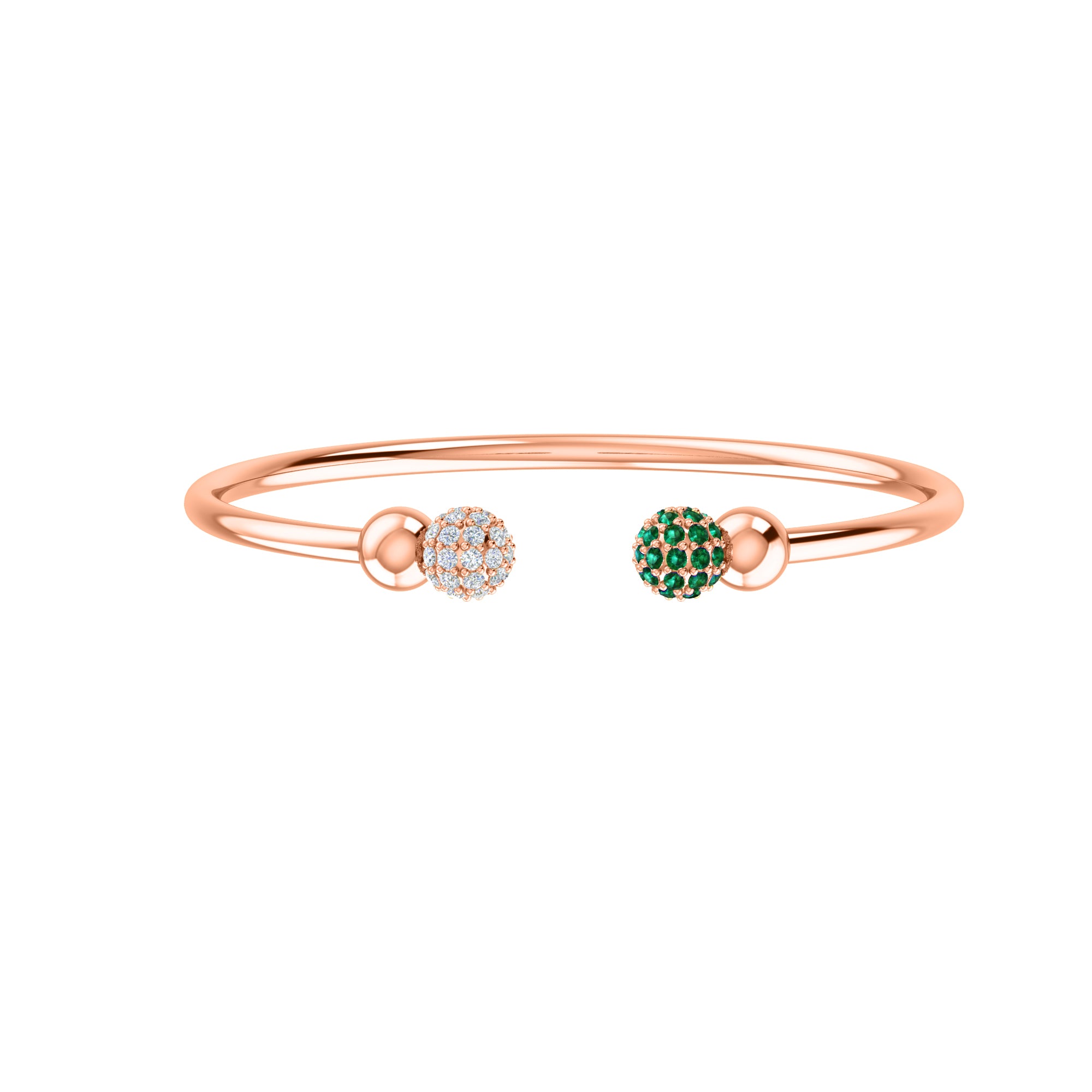 RKC 925 Sterling Silver Carat Wt 1.08 CT Multi Gemstone Women's  Bangle 14K Rose Gold Plated Product Weight 10.00 GMHeight 50.00 MM