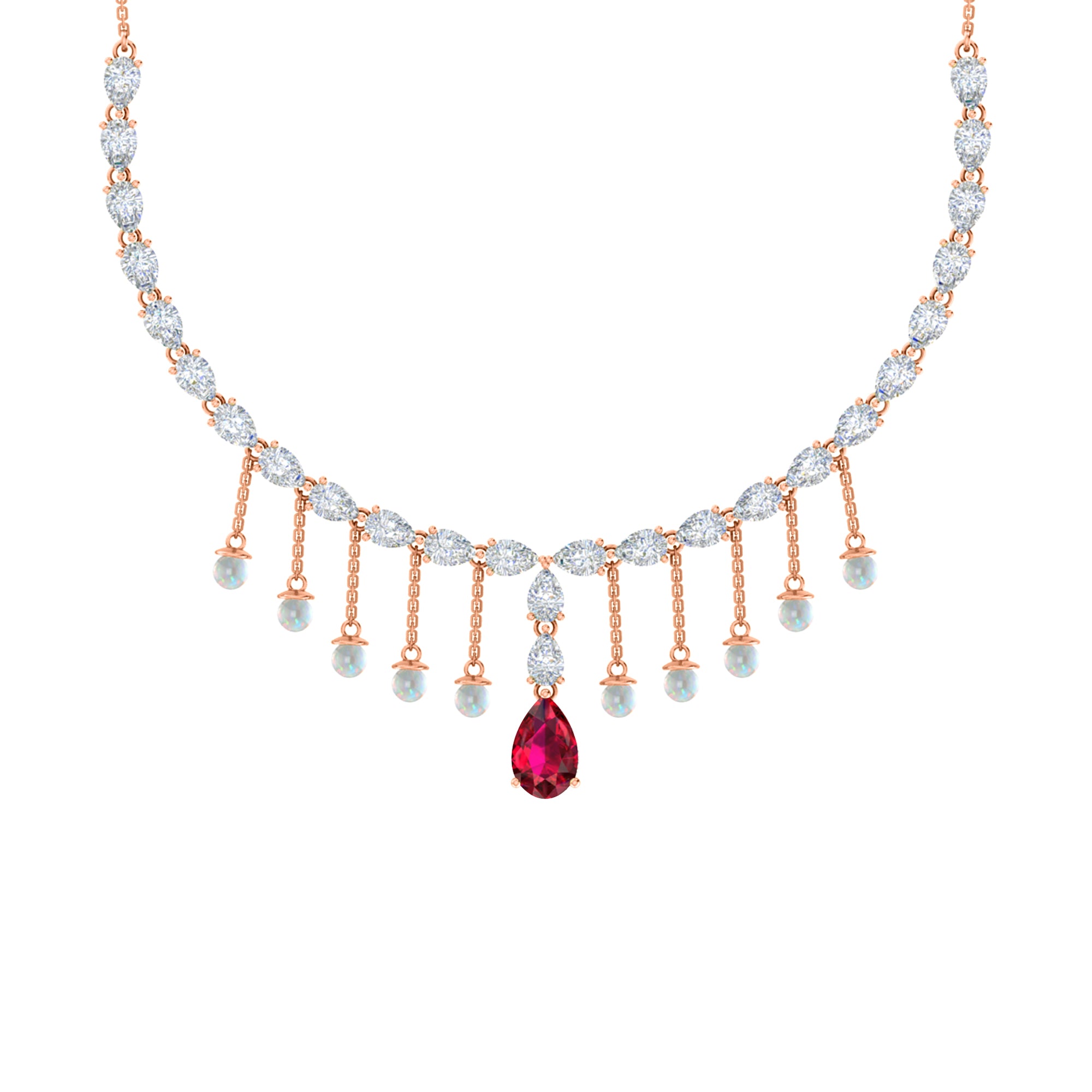 RKC Silver Statement Necklace 24 Carat Cubic Zirconia Necklace For Our Better Half Person Weight- 15gm