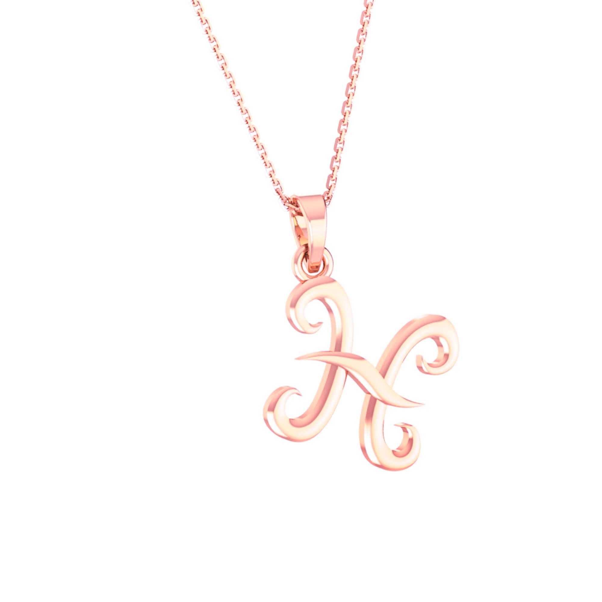 RKC 14k Yellow Gold Plated Personalised Initial Necklace 925 Silver