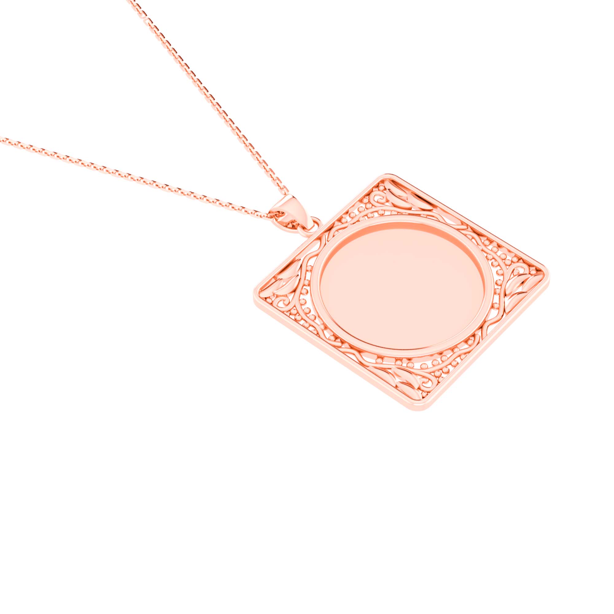 RKC Frame For Photo Personalised Memory Necklace Pendant 14k Gold Plated Silver