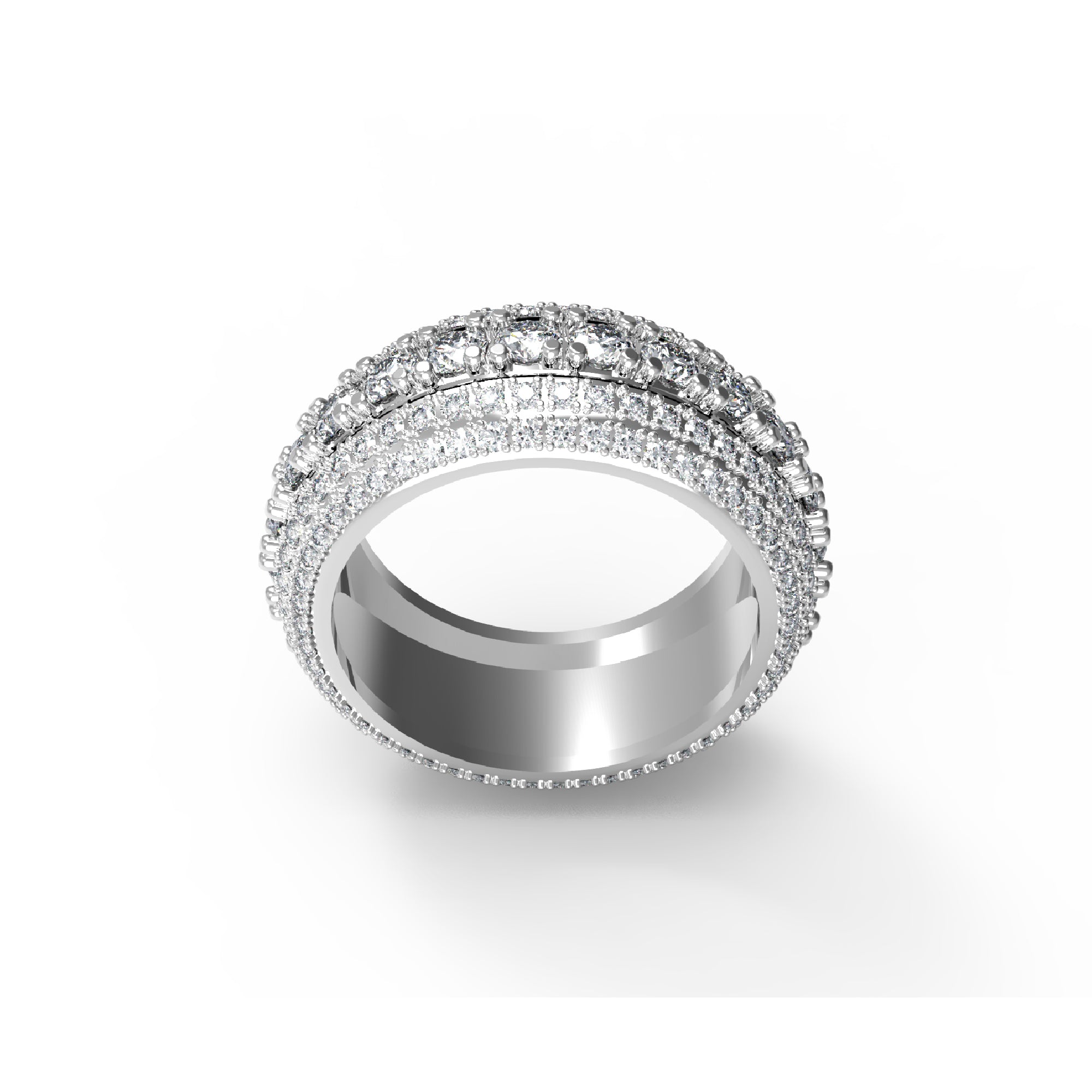 RKC 4.5Ct Cincin Pertunangan Moissanite Potongan Bulat 925 Perak 14K Kuning Emas Berlapis Tali Pria Berat 10Gm