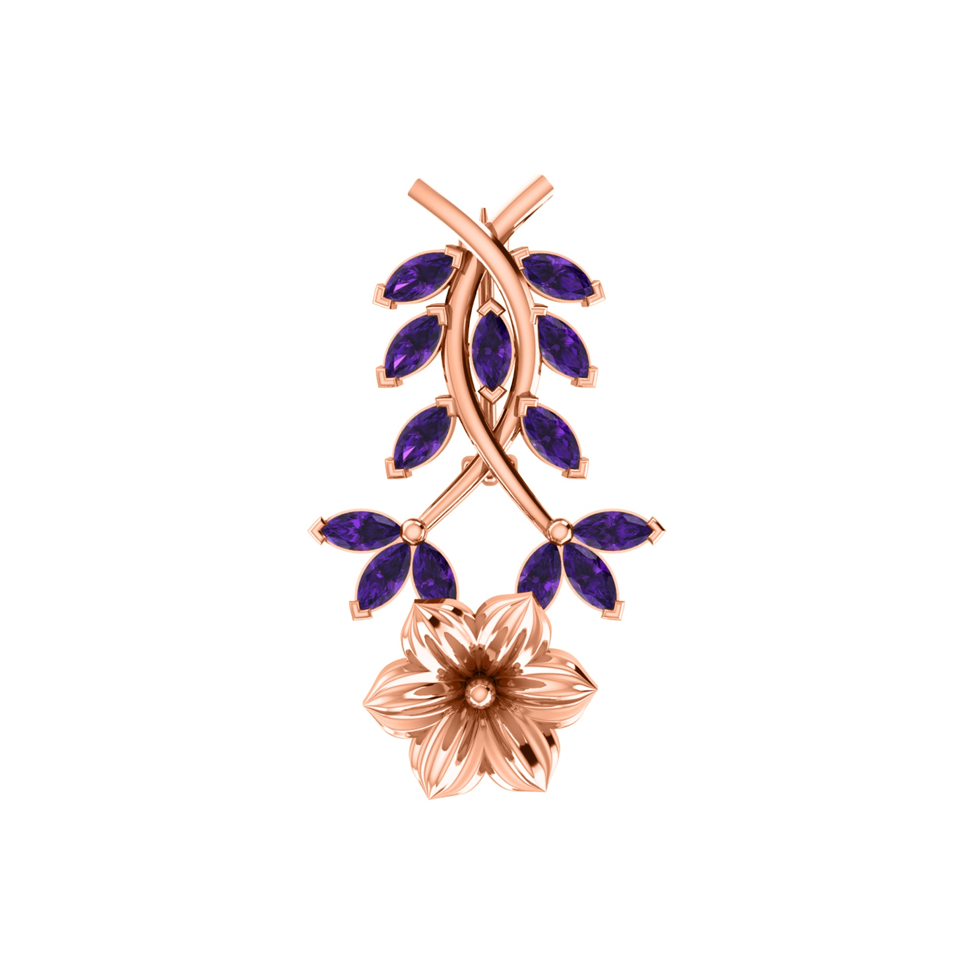 RKC Moissanite 925 Sterling Silve Brooch 14K Rose Gold Plated Product Wt 1.60 GM Height 22.00 MM