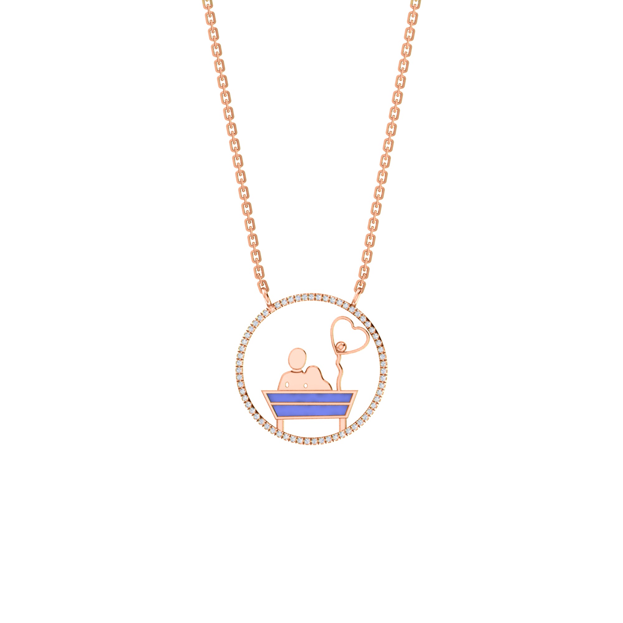 RKC 0.16Ct 모이사나이트 에나멜 펜던트 925 실버 주얼리 14K 로즈 골드 도금 제품 무게 3.80gm 높이 20.00mm