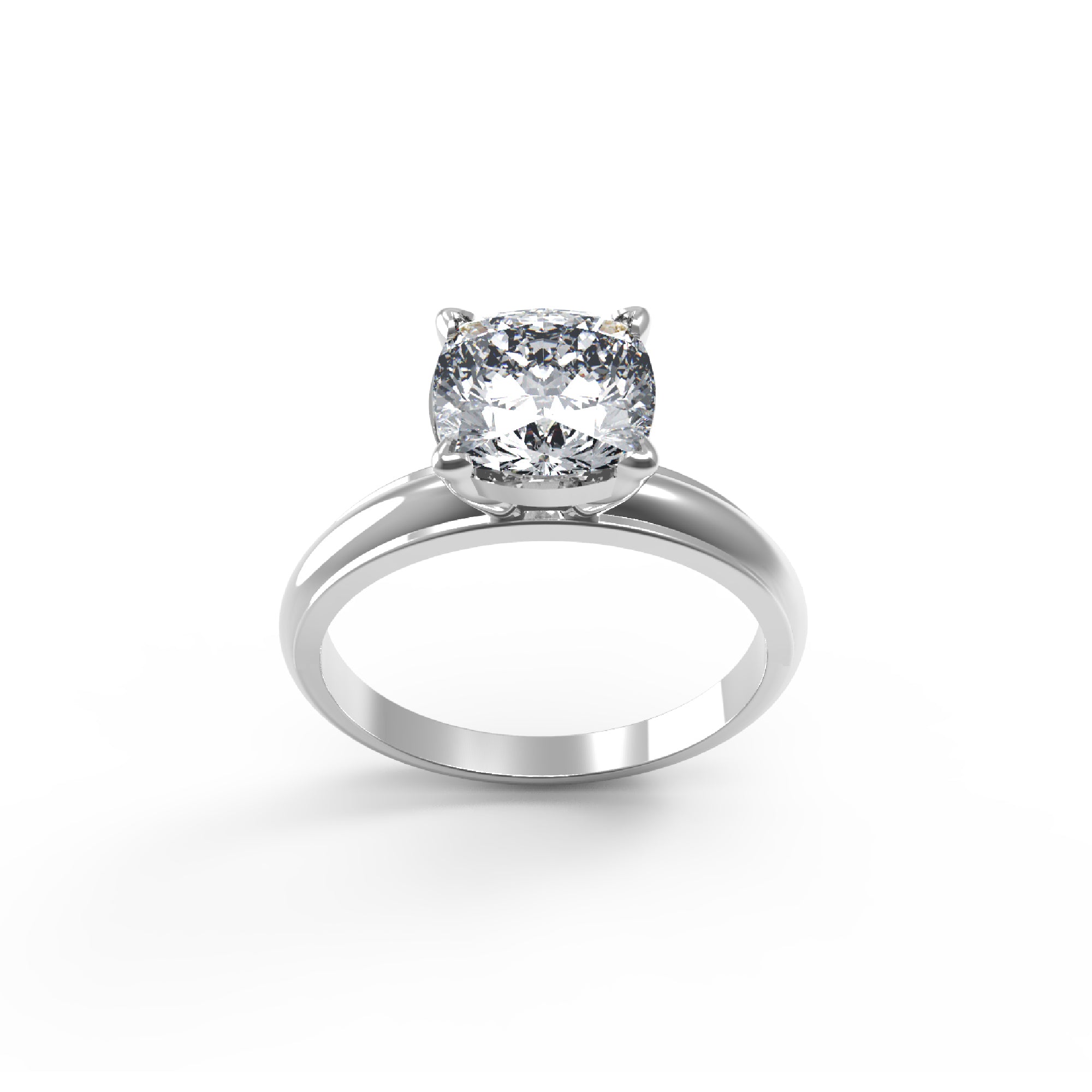 RKC Cushion Cut Moissanite Solitaire Valentine Propose Ring 925 Sterling Silver 14K Rose Gold Over Wt 3.60 gm Width 2.30 MM