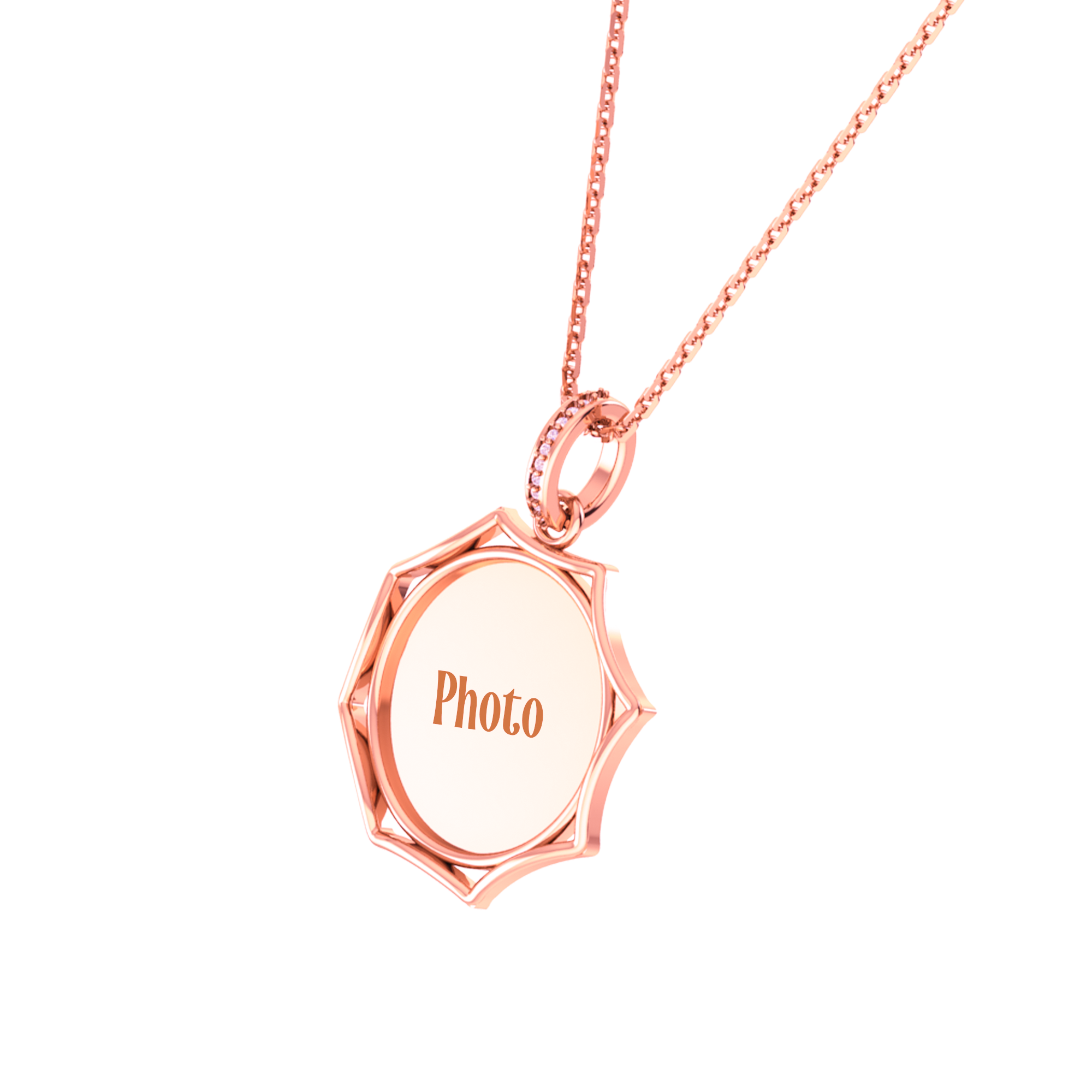 RKC 14k Yellow Gold Plated Round Cut Moissanite Photo Pendant Necklace With Chain 18 Inch