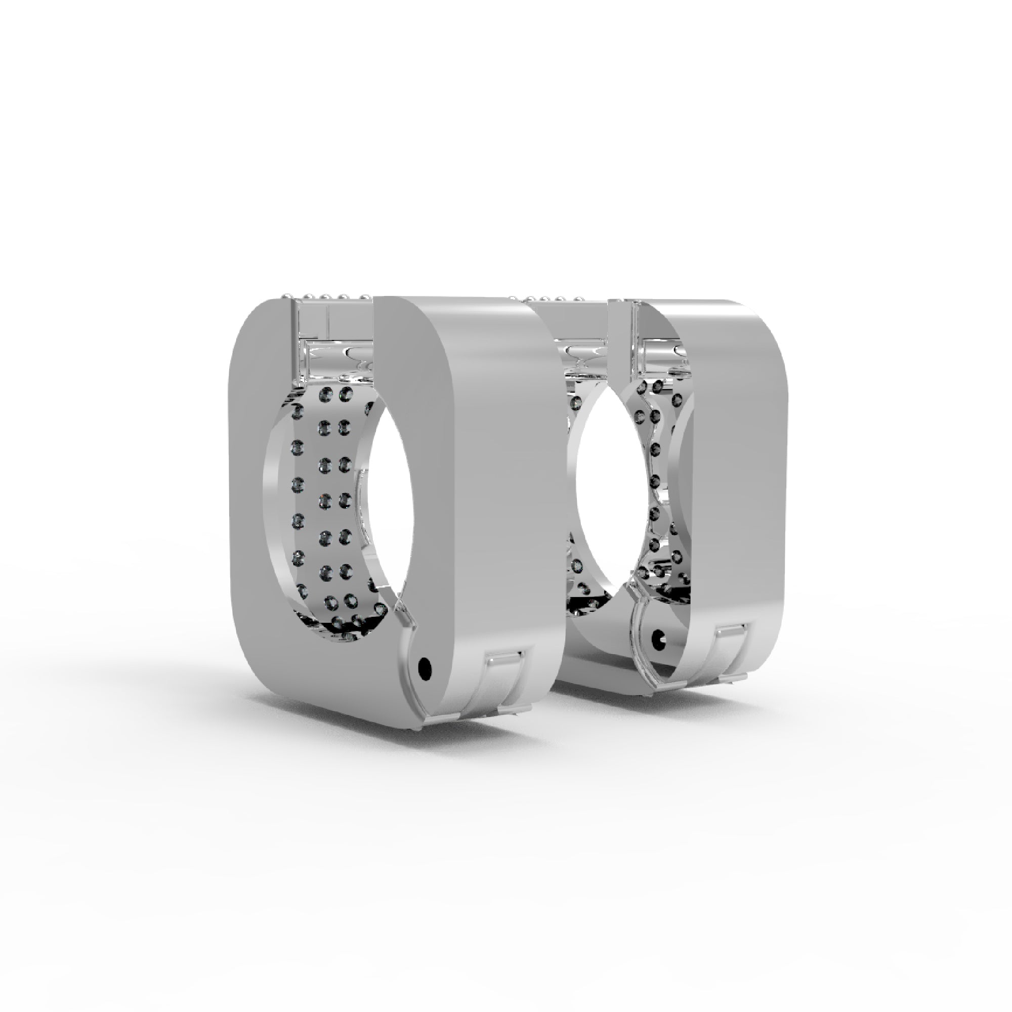 RKC 925 Sterling Silver Square Shaped Women Earring 14k White Over Product Wt 3.60 GM Height 11.50 MM