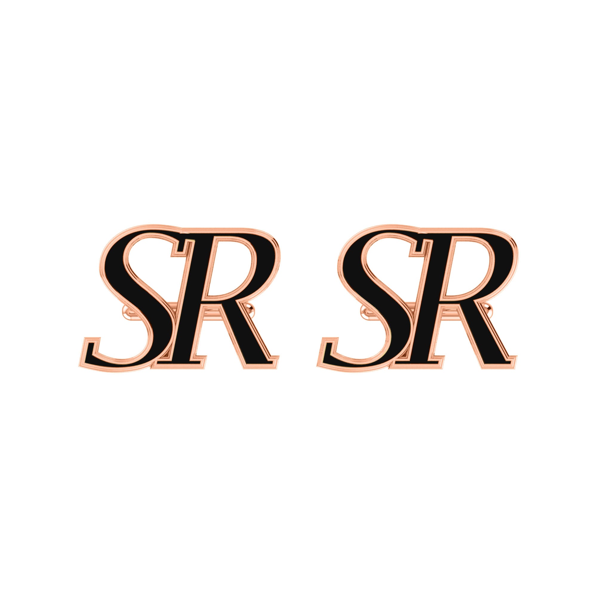 RKC 925 Sterling Silver Enamel Cufflinks 14K Rose Gold Plated Product Wt 3.80 gm