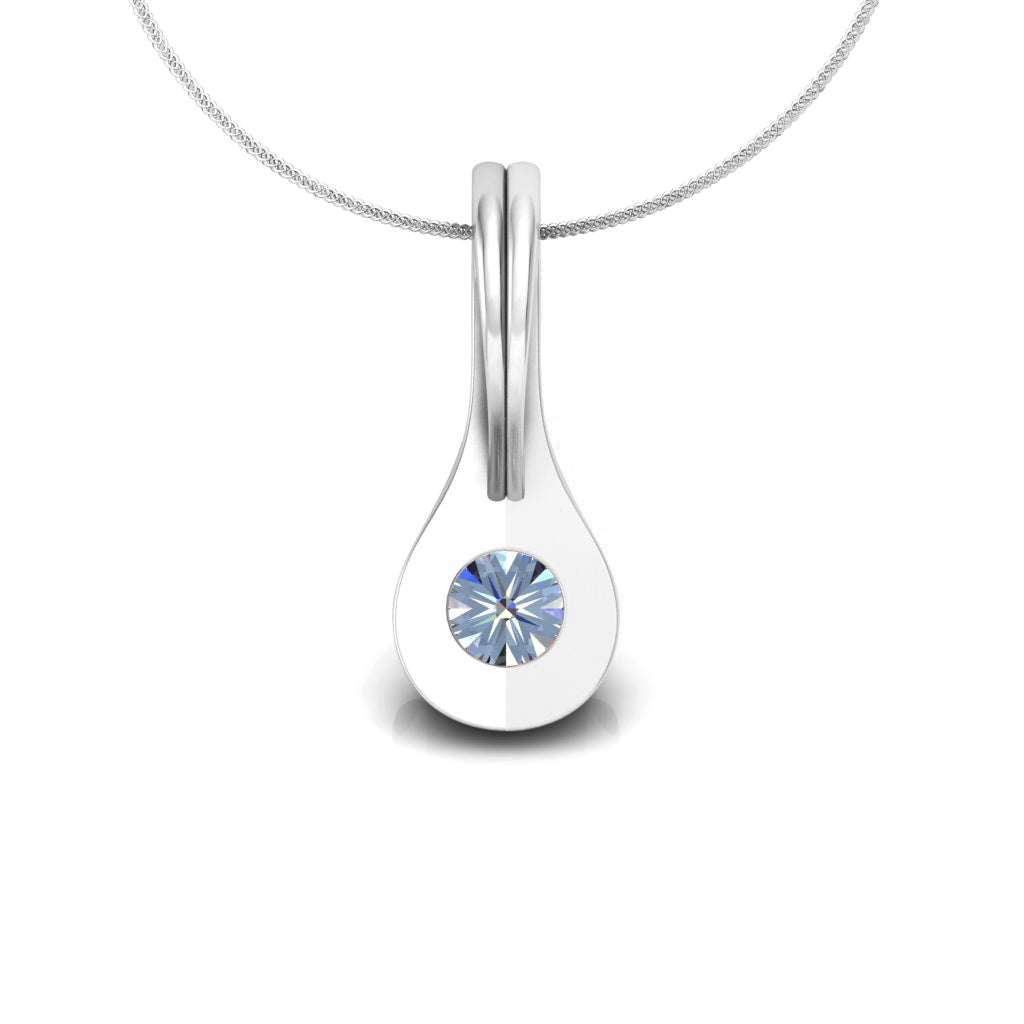 RKC Solitaire Mariage Argent Goutte 0,25 CT Moissanite Pendentif Plaqué Or Rose 14K Poids 3,00 g Hauteur 14,00 mm