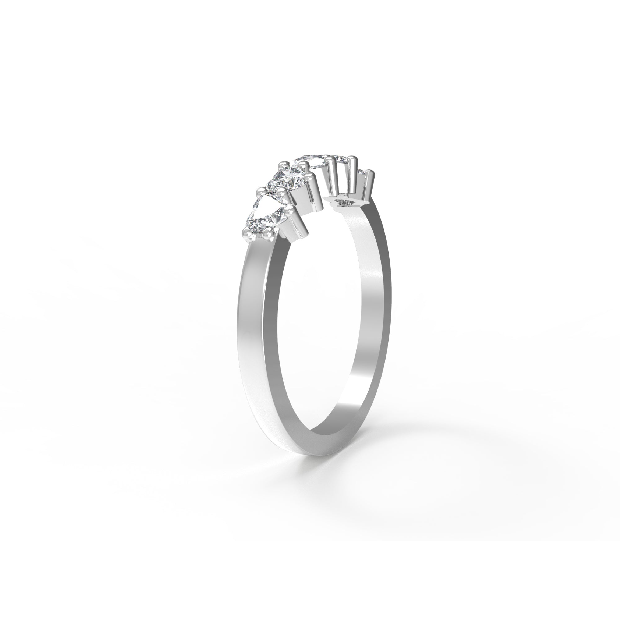 Жаночы пярсцёнак RKC з муасанітавым заручальным пярсцёнкам з пяццю сэрцамі з пакрыццём з жоўтага золата 925 пробы, вага 2 г, шырыня 2 мм