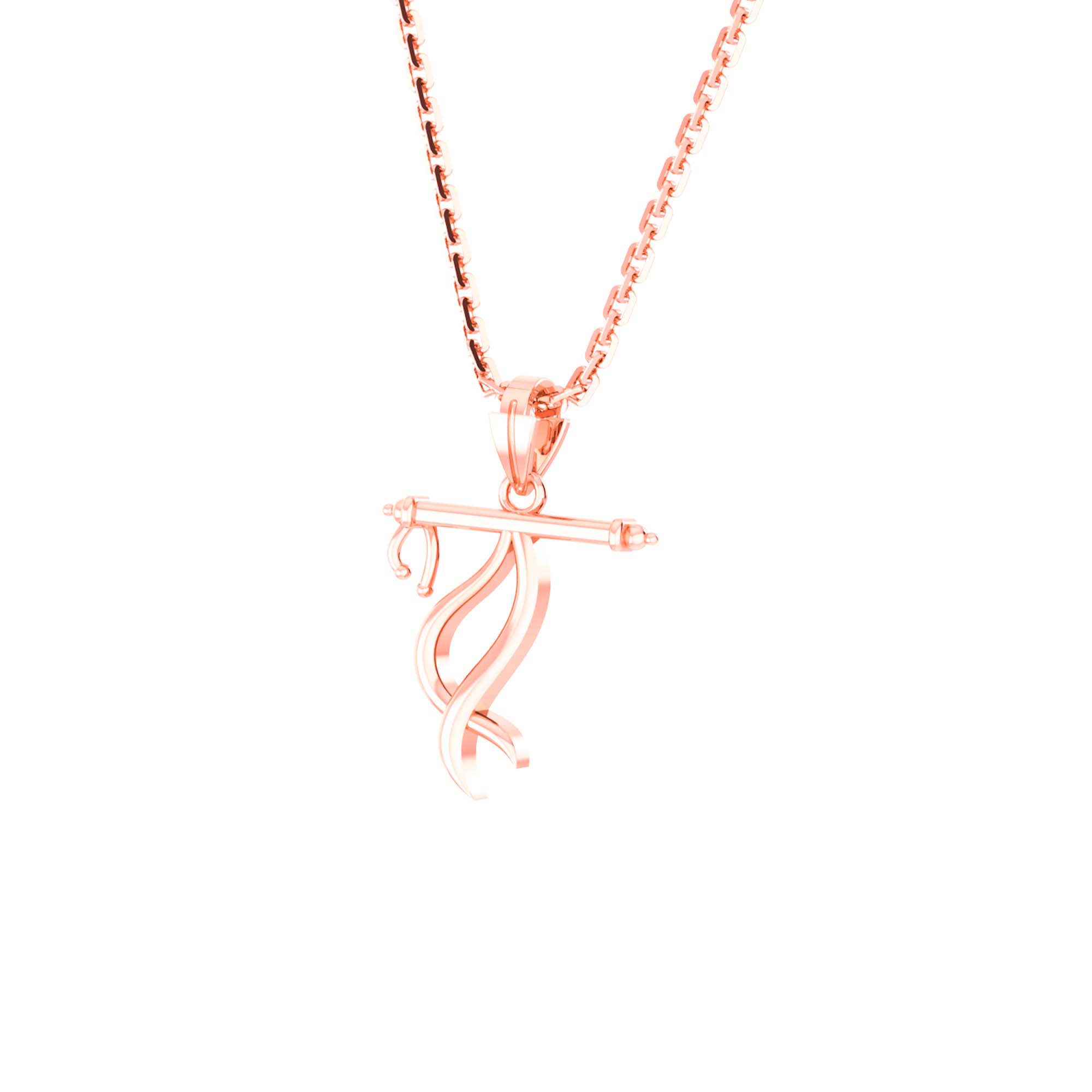 RKC Charming Pendant With Box Chain 14k Yellow/ White/ Rose Gold Plated