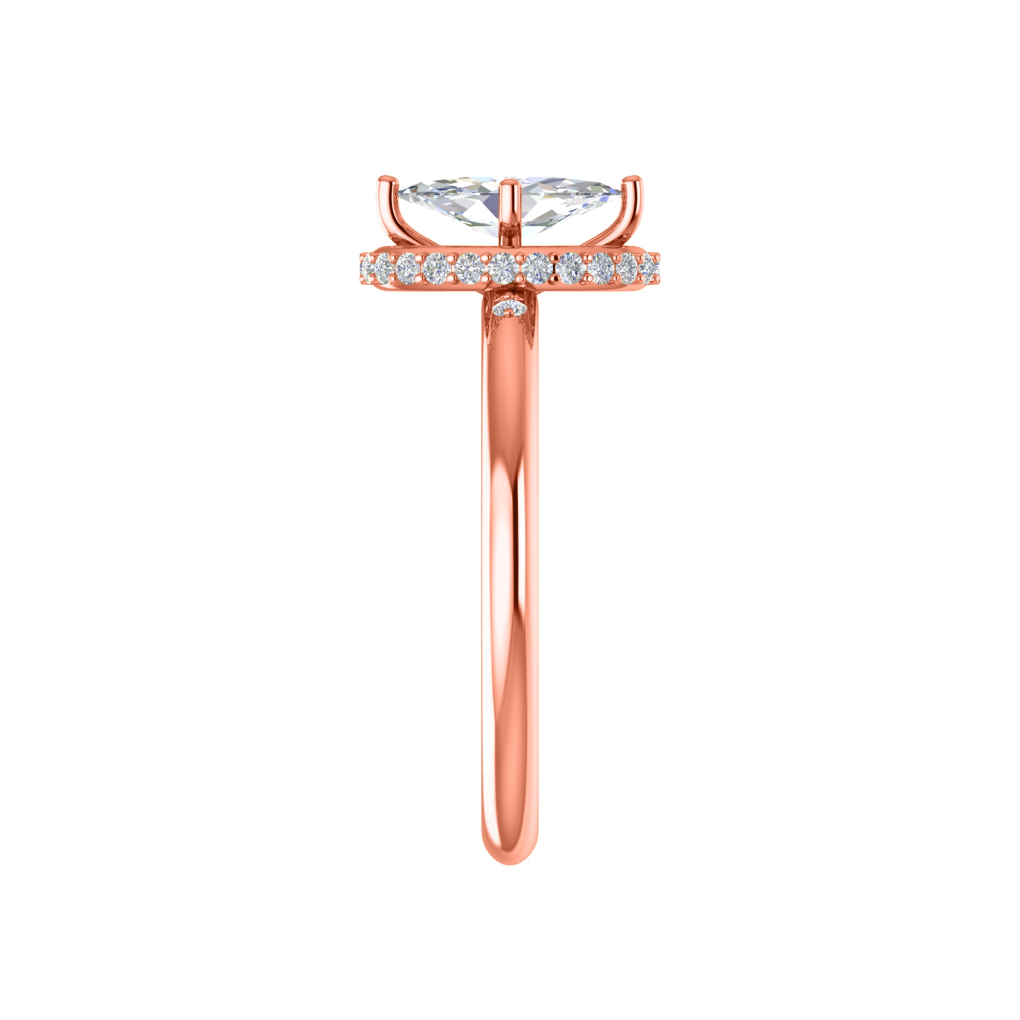 মহিলাদের Wt 2gm এর জন্য RKC Marquise Moissanite Halo এনগেজমেন্ট রিং 925 সিলভার ইয়েলো গোল্ড প্লেটেড