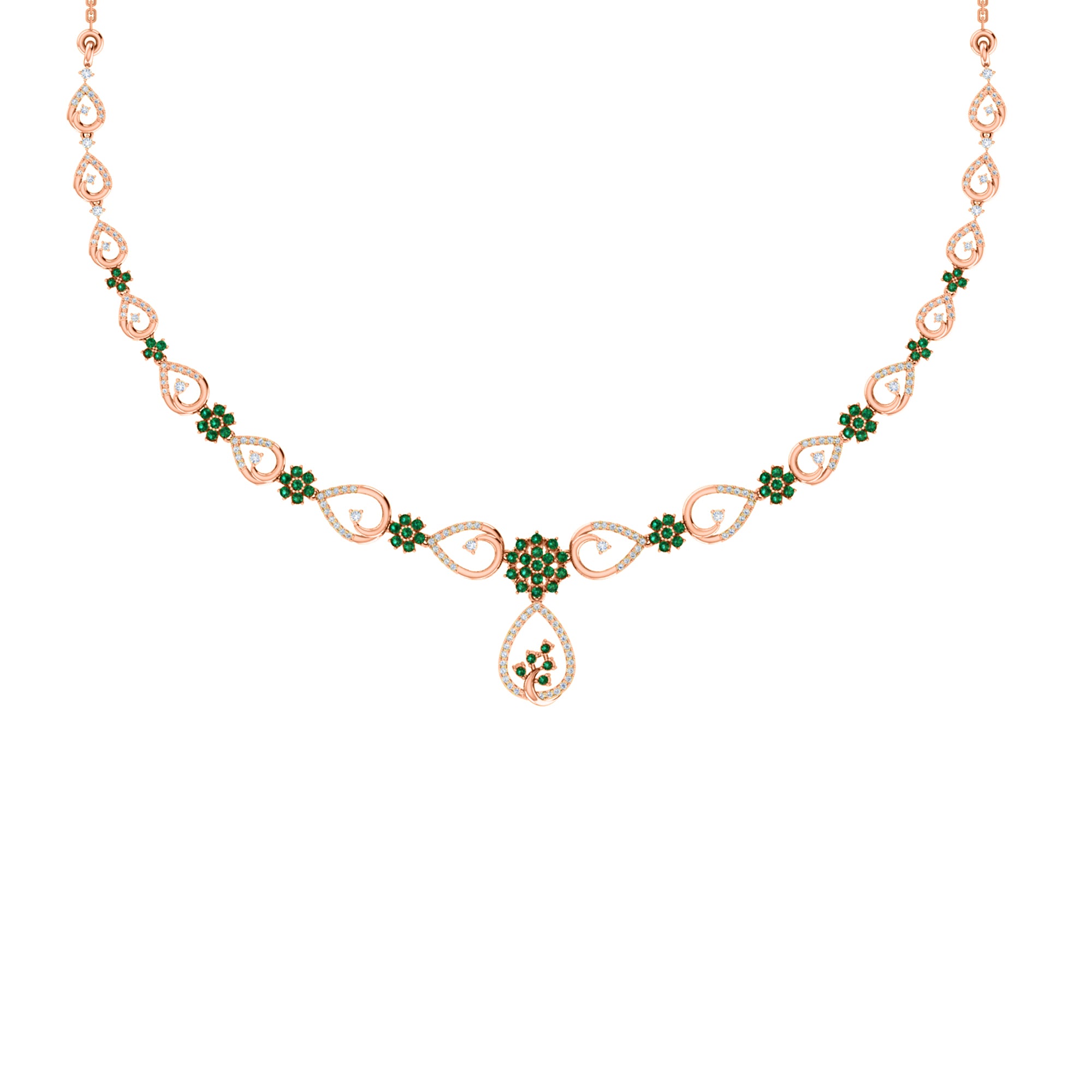 قلادة RKC 2.7 قيراط مويسانيتي ساحرة من الفضة عيار 925 مطلية بالذهب الوردي عيار 14 وزن المنتج 13.00 جم