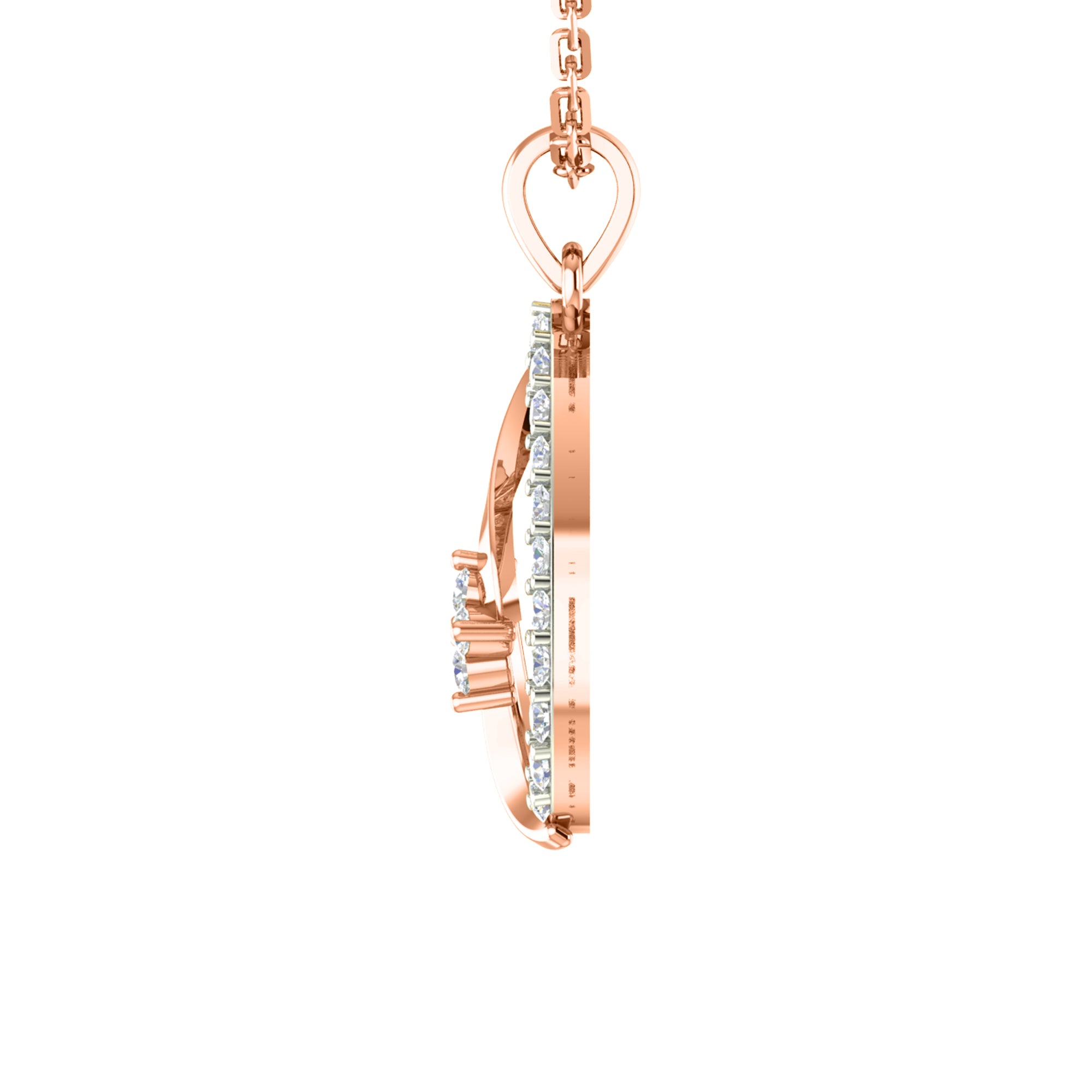 RKC 925 सिल्व्हर गोल्डन टोटल 0.65Ct मॉइसॅनाइट पेंडंट Wt 4.50gm आणि Wt कानातले 2.00gm सेट 14K रोझ गोल्ड प्लेटेड